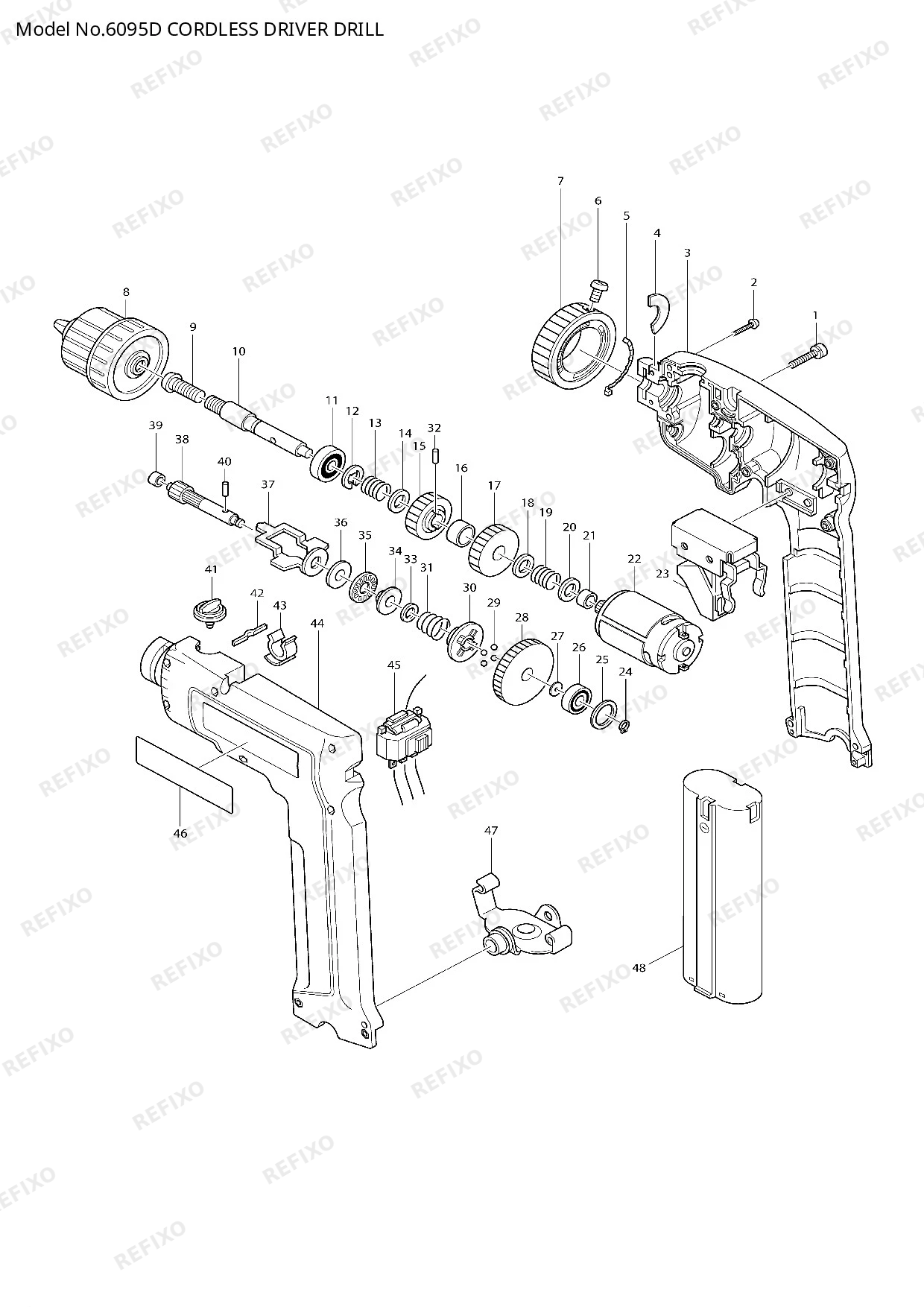 Деталировка MAKITA 6095D — схема запчастей в разборе