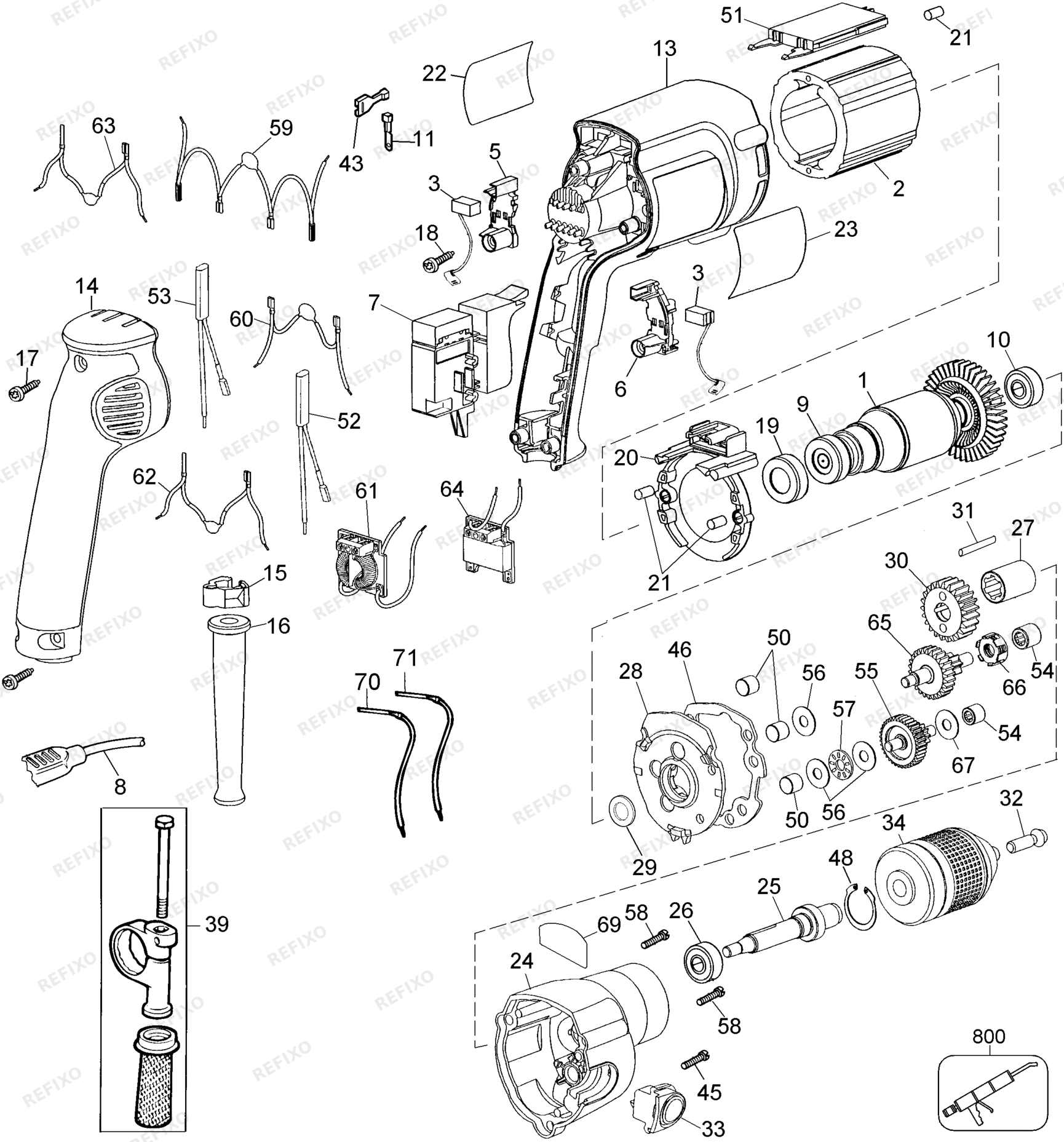 Деталировка DeWalt DW246-DE TYPE 1 BOHRER DW246-DE DW246 — схема запчастей в разборе