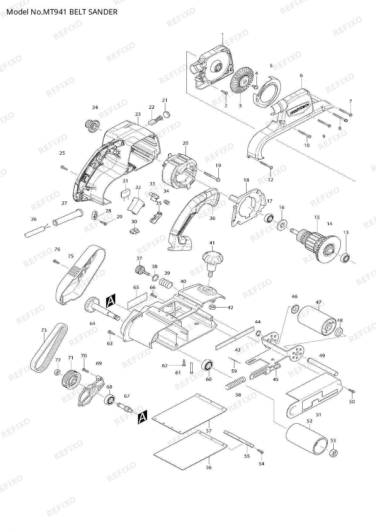 Деталировка MAKITA MT941 — схема запчастей в разборе