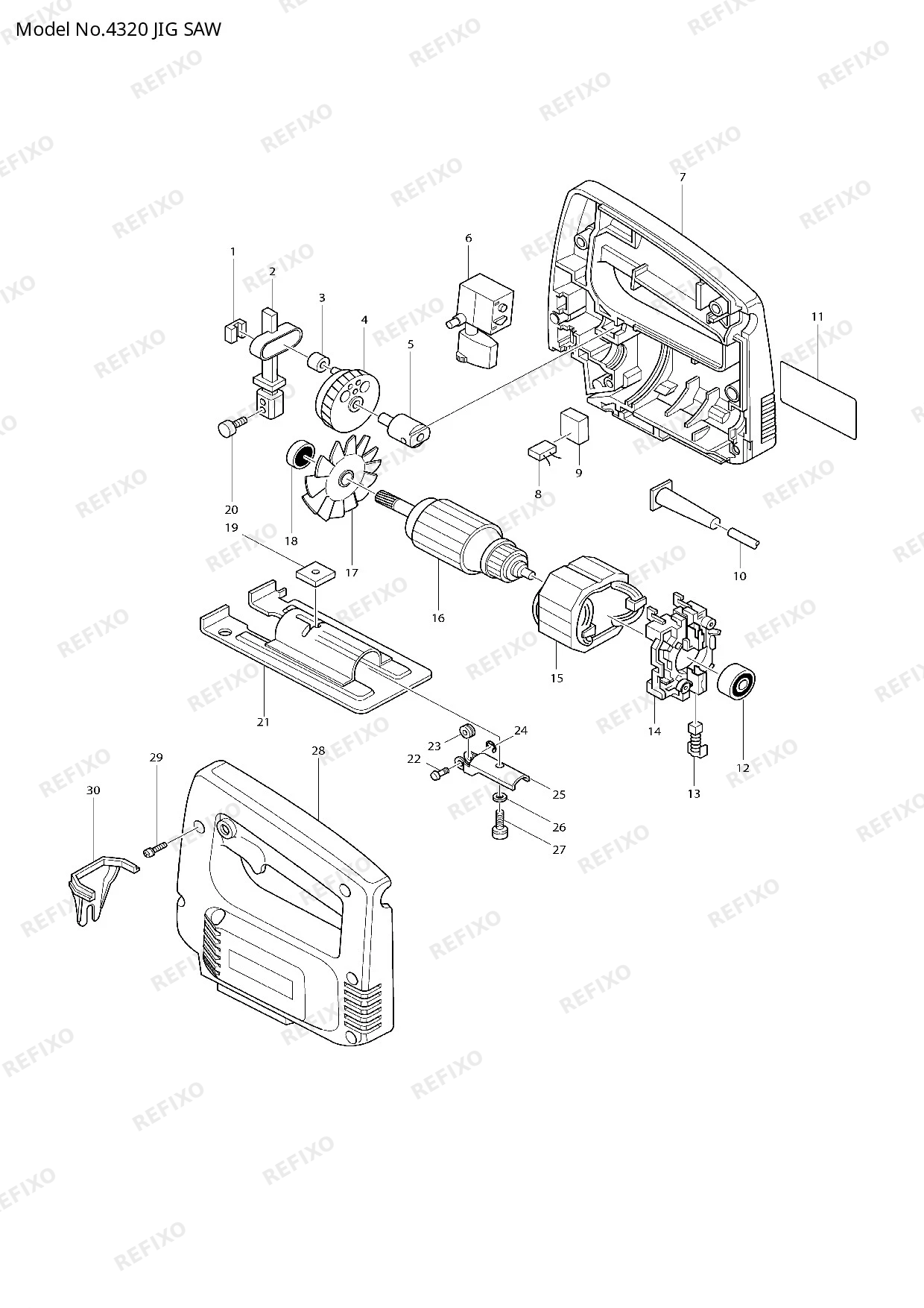 Деталировка MAKITA 4320 — схема запчастей в разборе