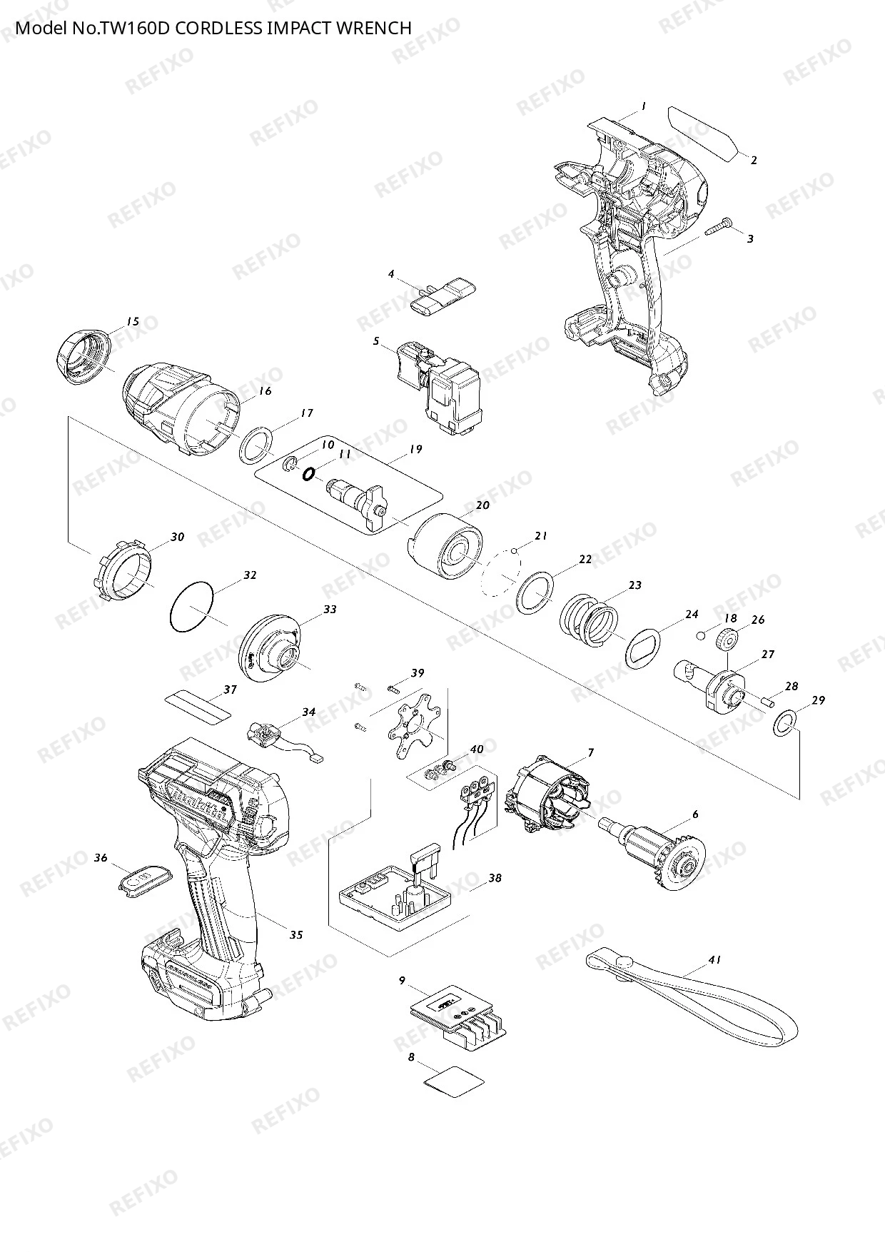 Деталировка MAKITA TW160D — схема запчастей в разборе
