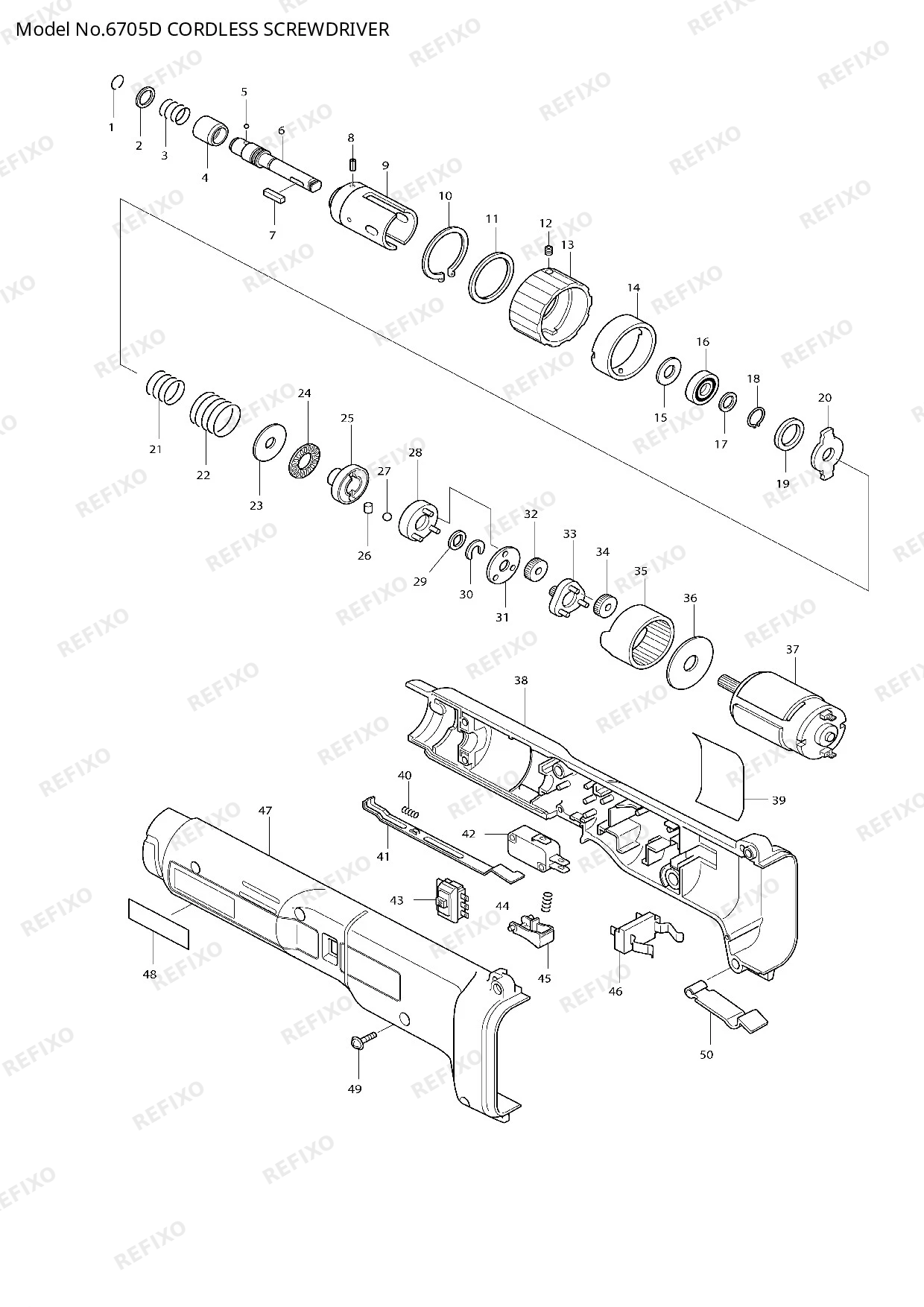 Деталировка MAKITA 6705D — схема запчастей в разборе