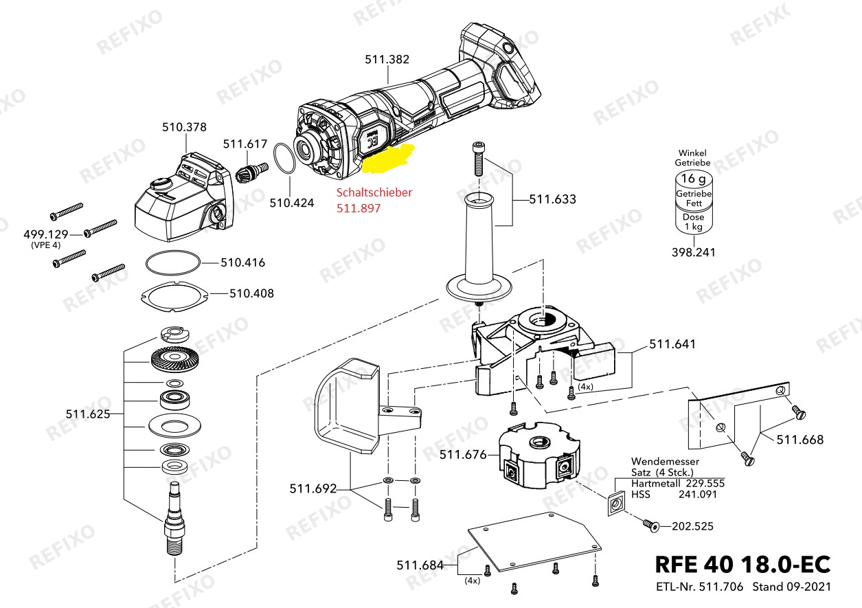 Деталировка Flex RFE 40 18.0-EC5.0 набор — схема запчастей в разборе