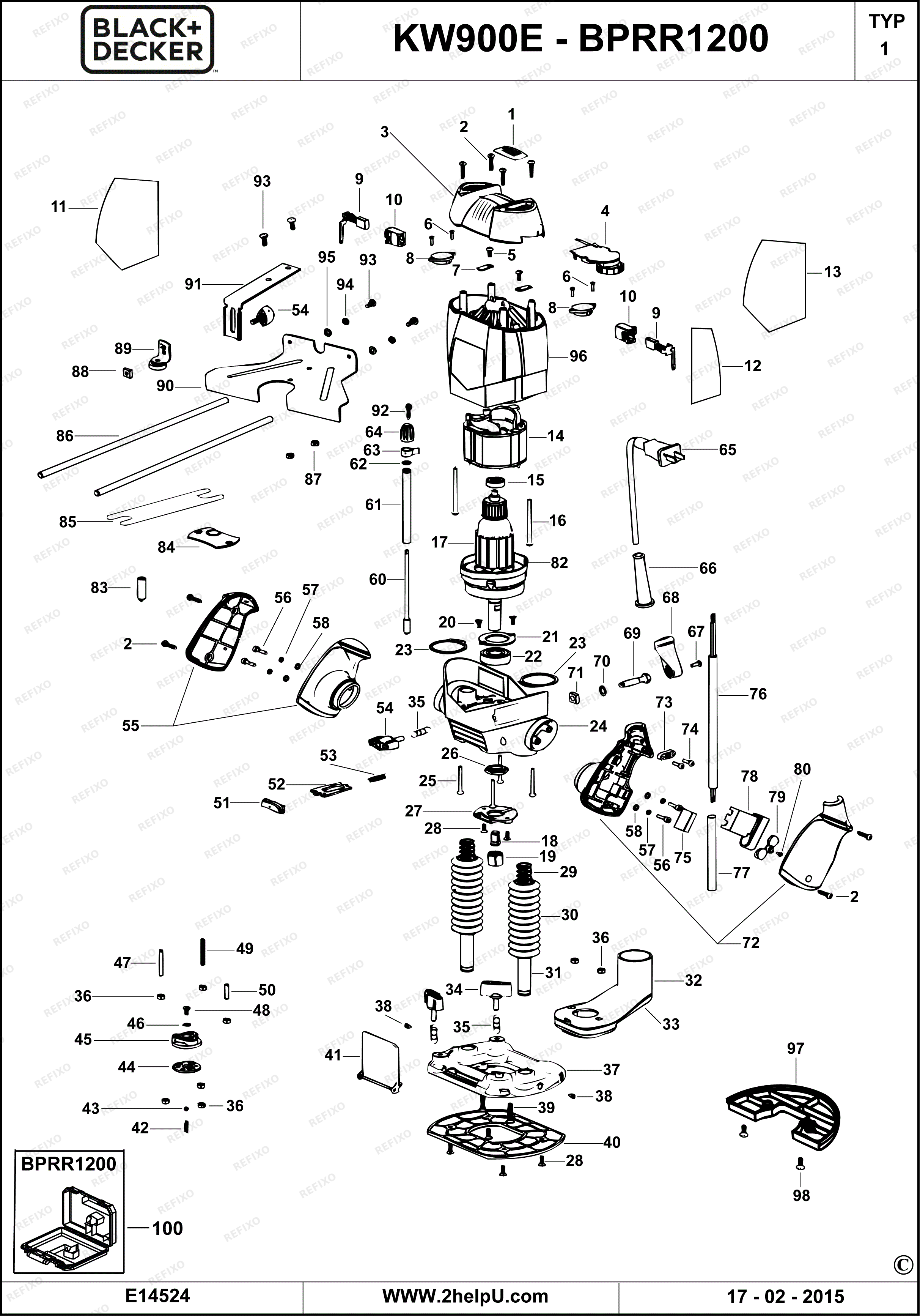 Black&Decker ФРЕЗЕР BPRR1200 — схема запчастей