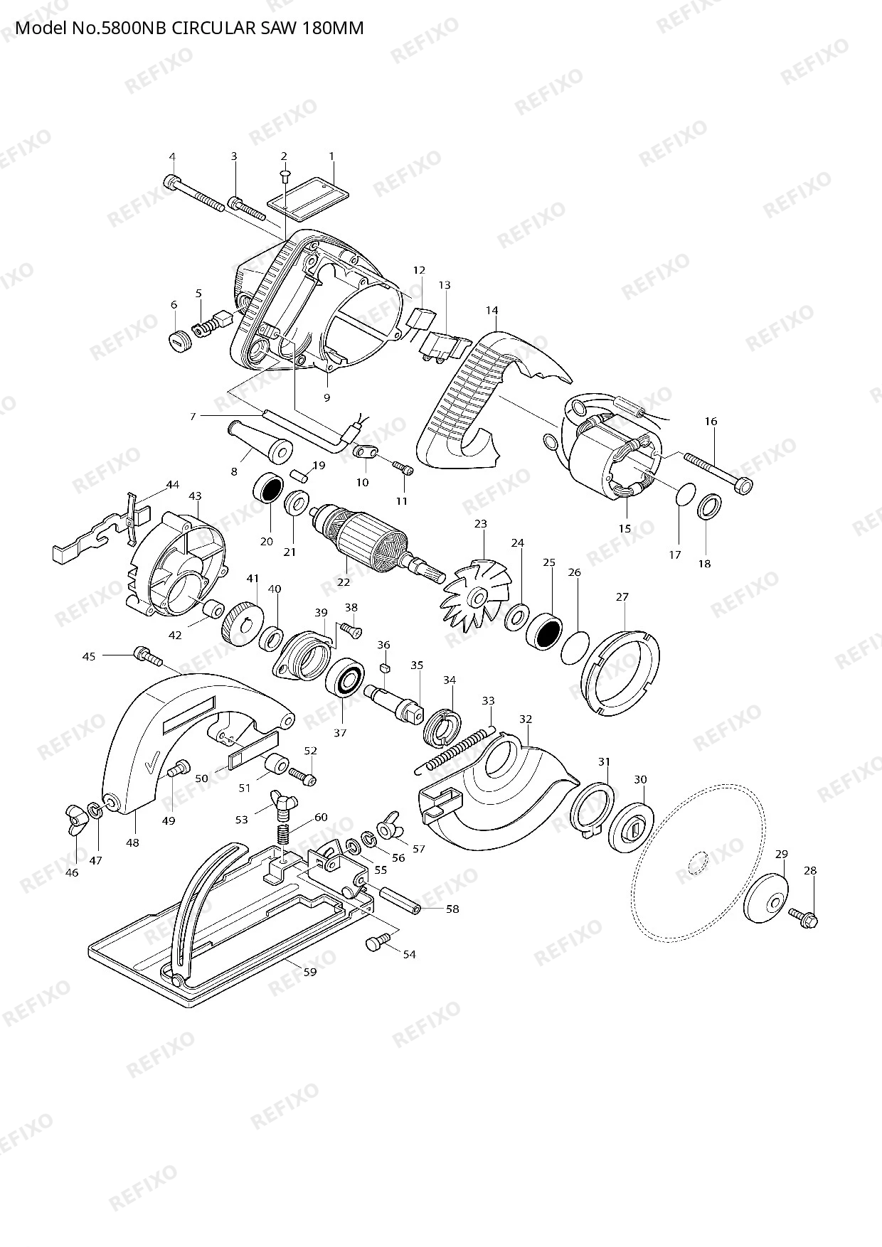 Деталировка MAKITA 5800NB — схема запчастей в разборе