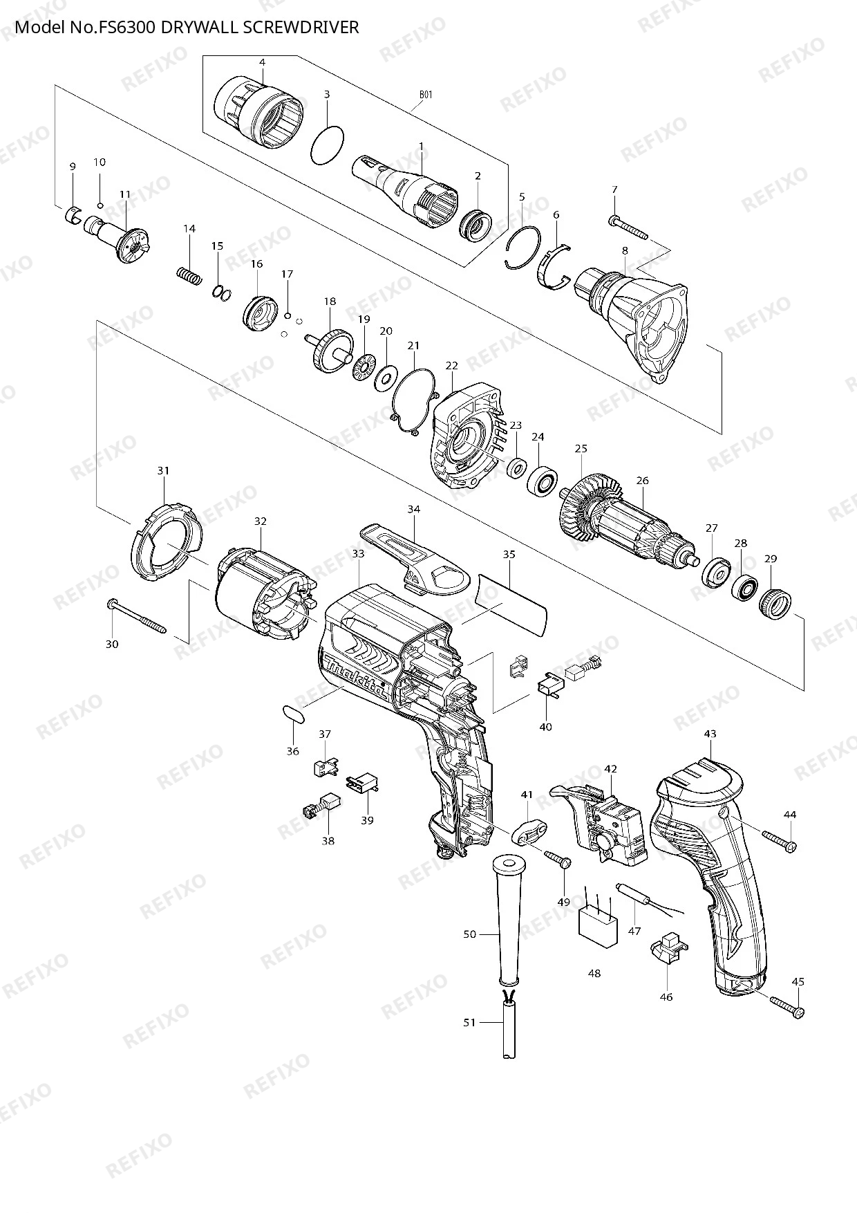 Деталировка MAKITA FS6300 — схема запчастей в разборе