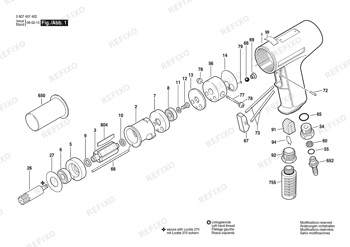 Деталировка Bosch Pw- дрель -Ind 740W SSR OEM (0 607 457 402) — схема запчастей в разборе