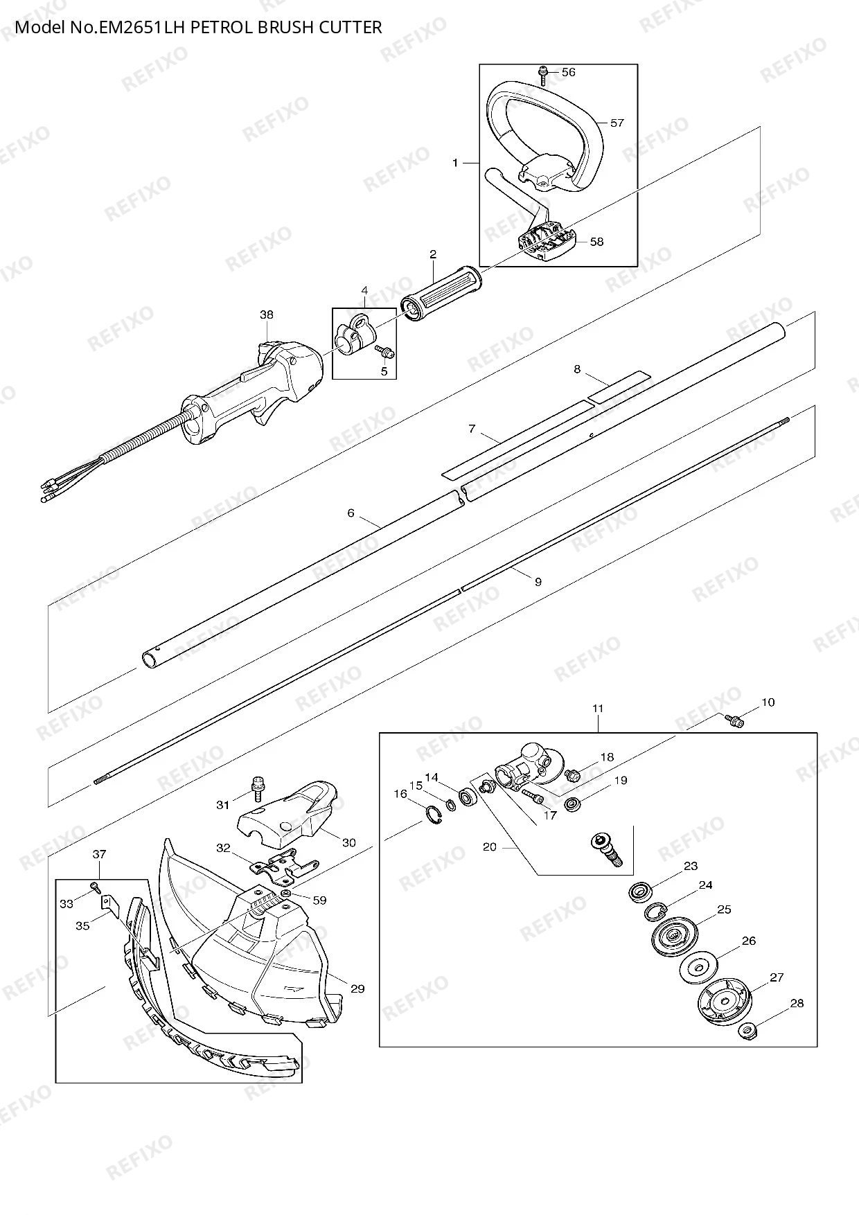 Деталировка MAKITA EM2651LH — схема запчастей в разборе