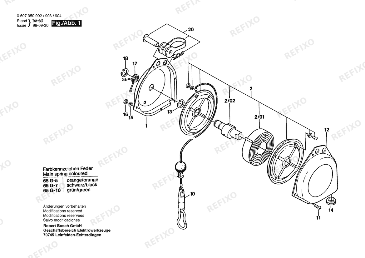 Деталировка Bosch Federzug Federzug (0 607 950 902) — схема запчастей в разборе