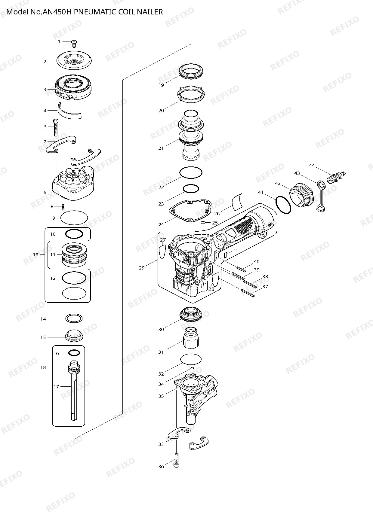 Деталировка MAKITA AN450H — схема запчастей в разборе