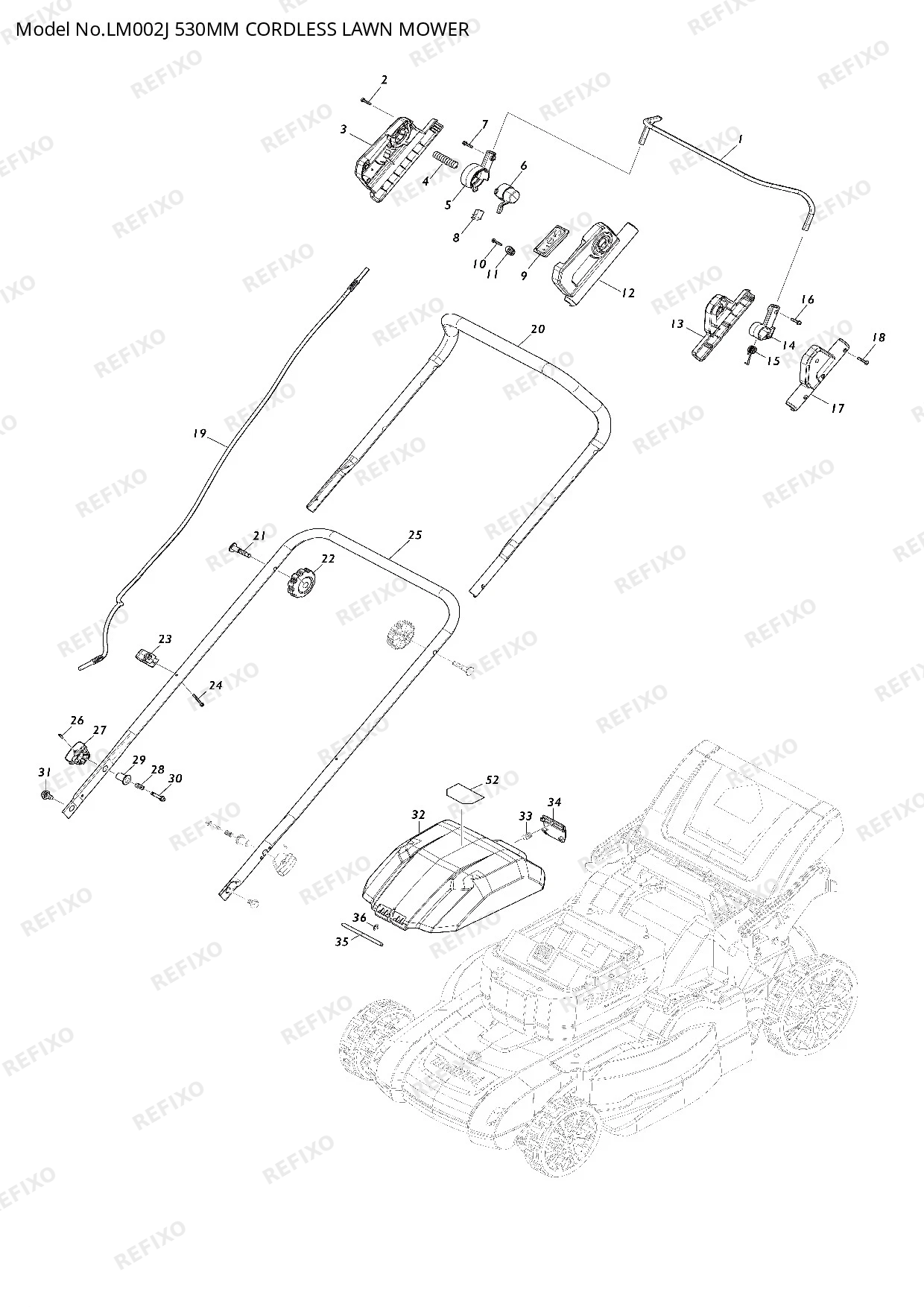 Деталировка MAKITA LM002J — схема запчастей в разборе