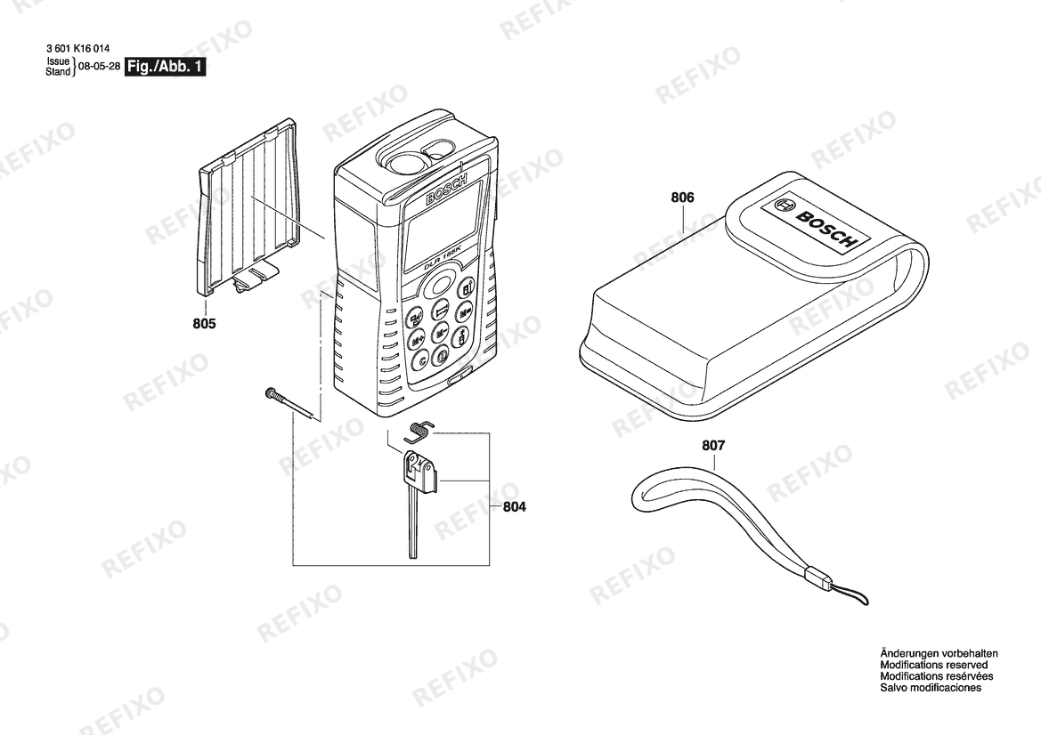 Деталировка Bosch Entfernungsmesser DLR165K | 061 - US (3 601 K16 014) — схема запчастей в разборе