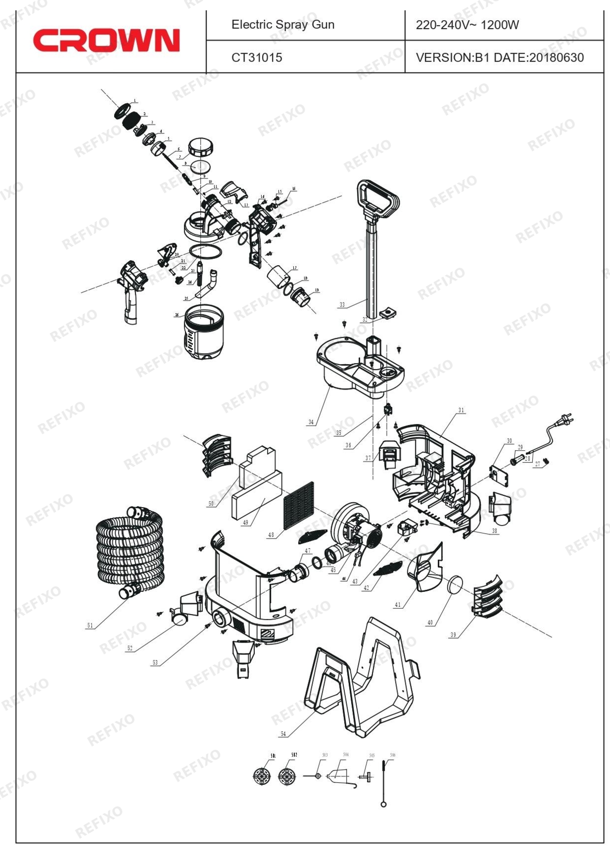 Деталировка CROWN CT31015 — схема запчастей в разборе