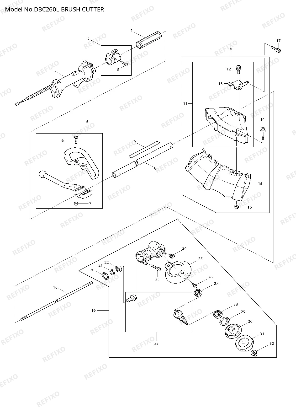 Деталировка MAKITA DBC260L — схема запчастей в разборе