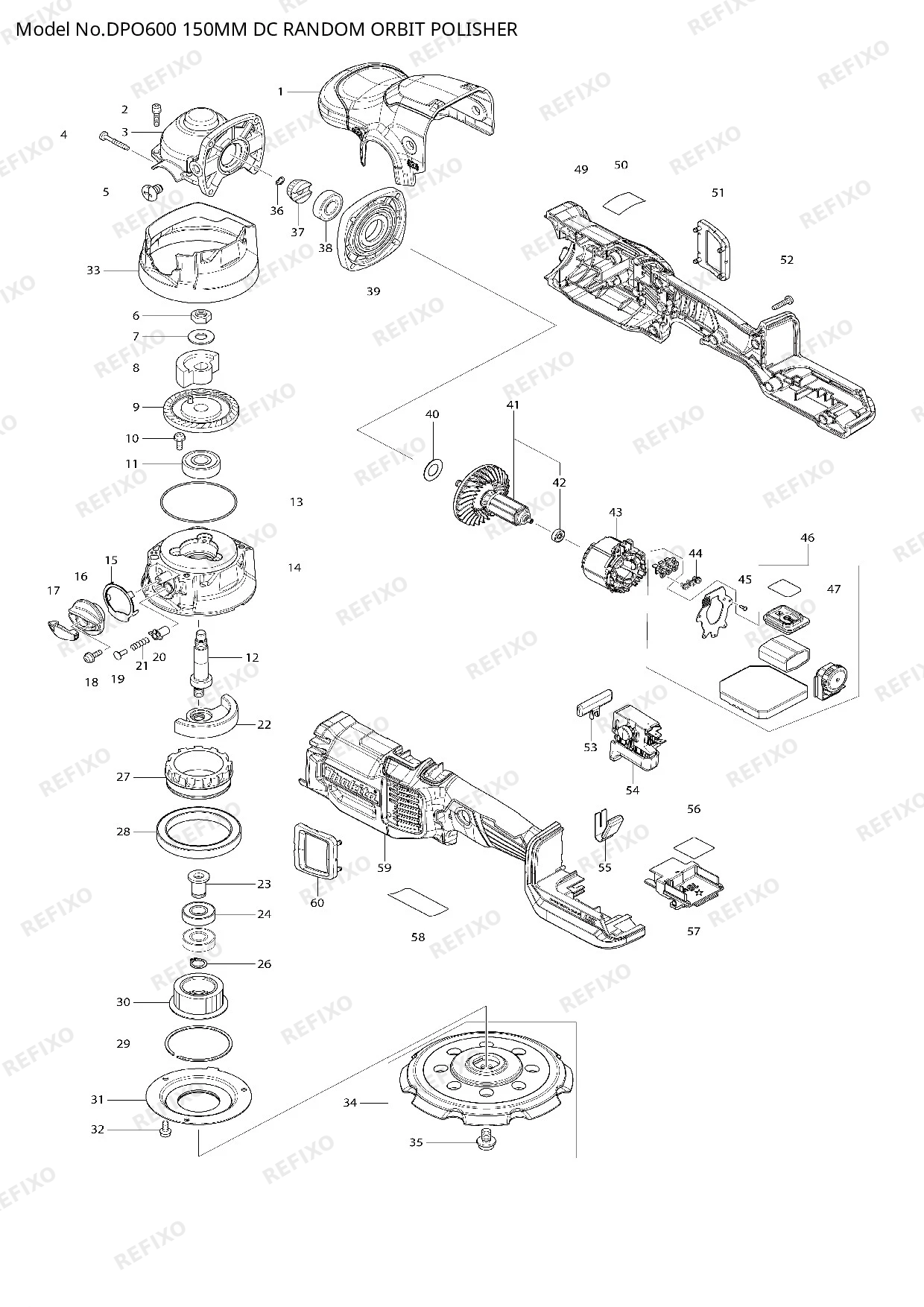Деталировка MAKITA DPO600 — схема запчастей в разборе