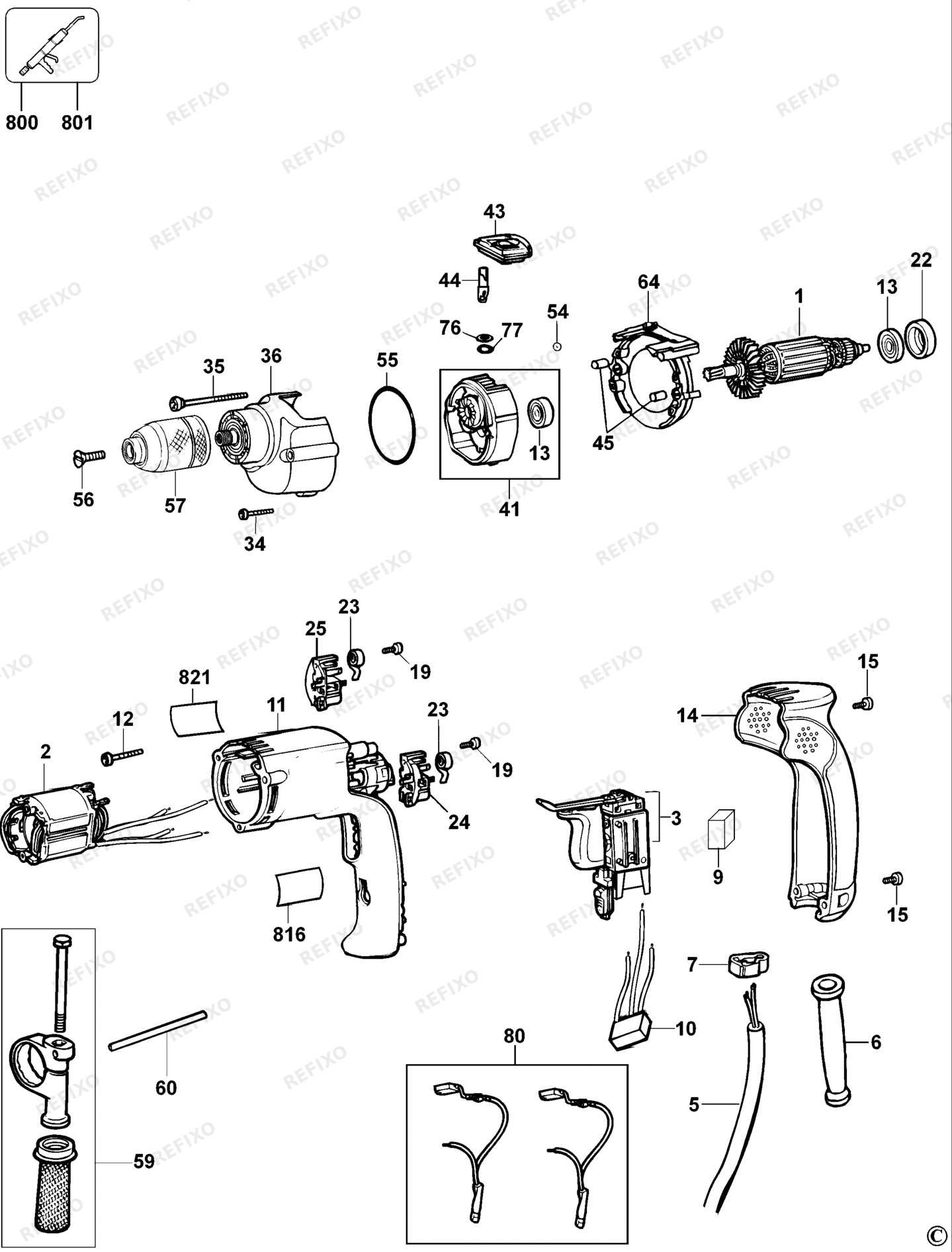 Деталировка DeWalt D21717-LX TYPE 2 BOHRER D21717-LX D21717 — схема запчастей в разборе