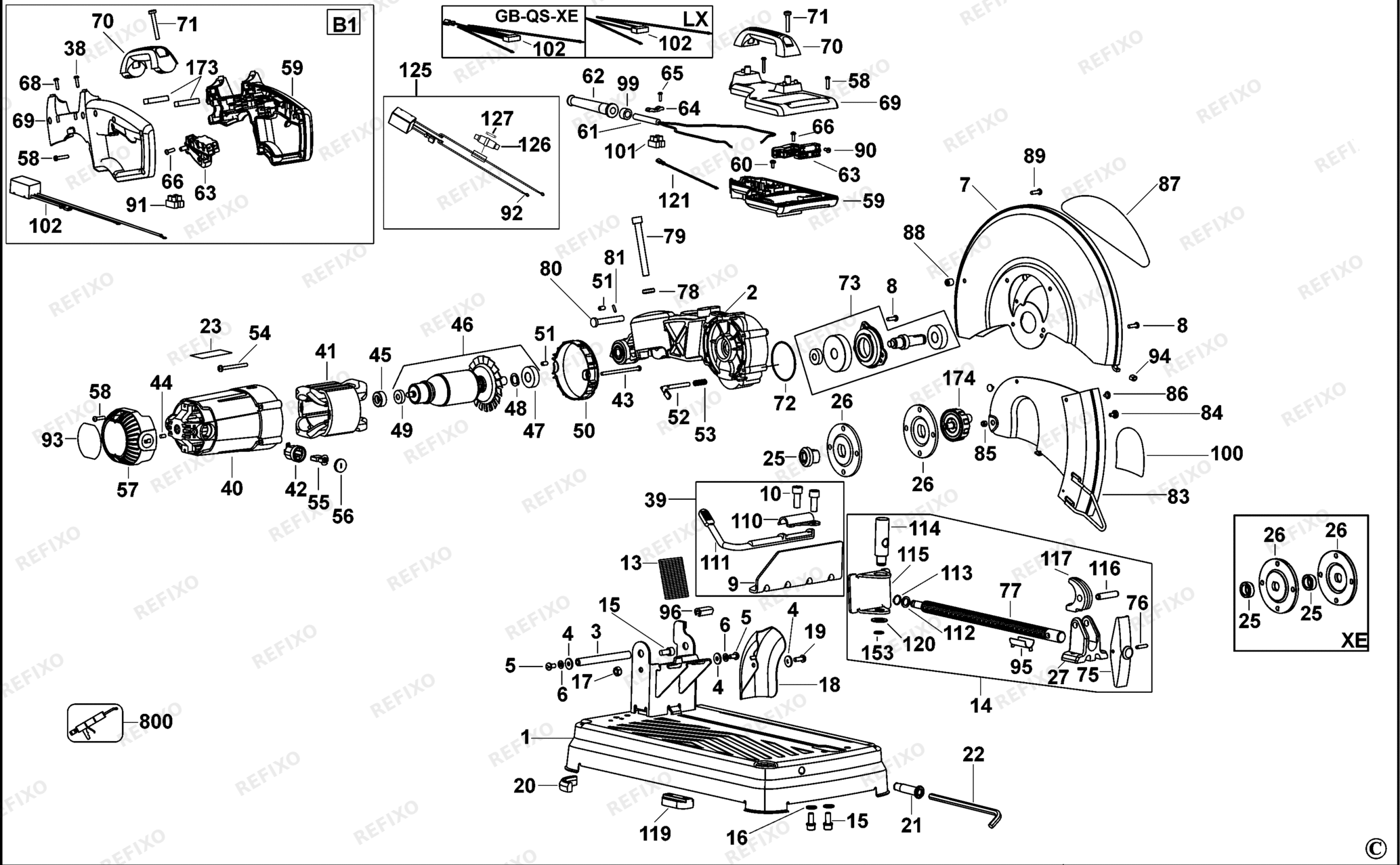 Деталировка DeWalt D28715-QS TYPE 2 SCHROTSÄGE D28715-QS D28715 — схема запчастей в разборе