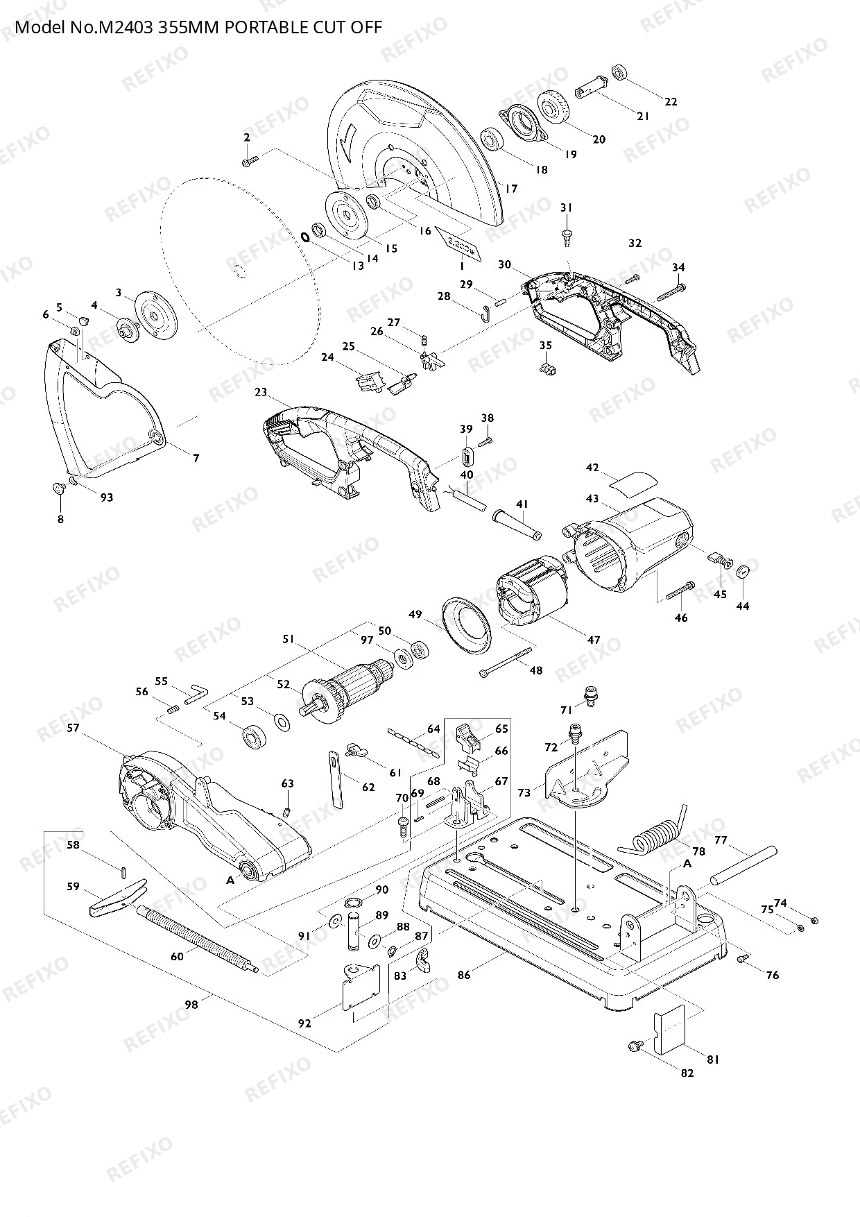 Деталировка MAKITA M2403 — схема запчастей в разборе