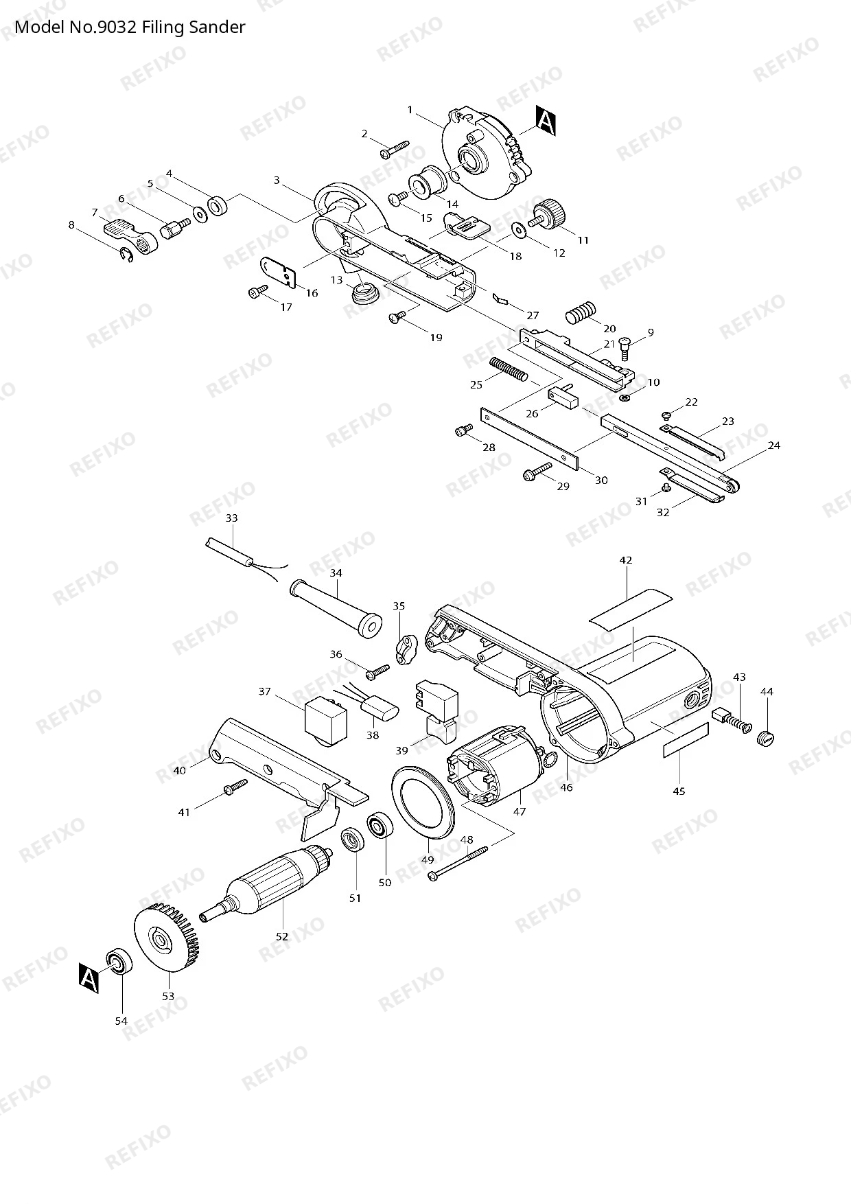 Деталировка MAKITA 9032 — схема запчастей в разборе