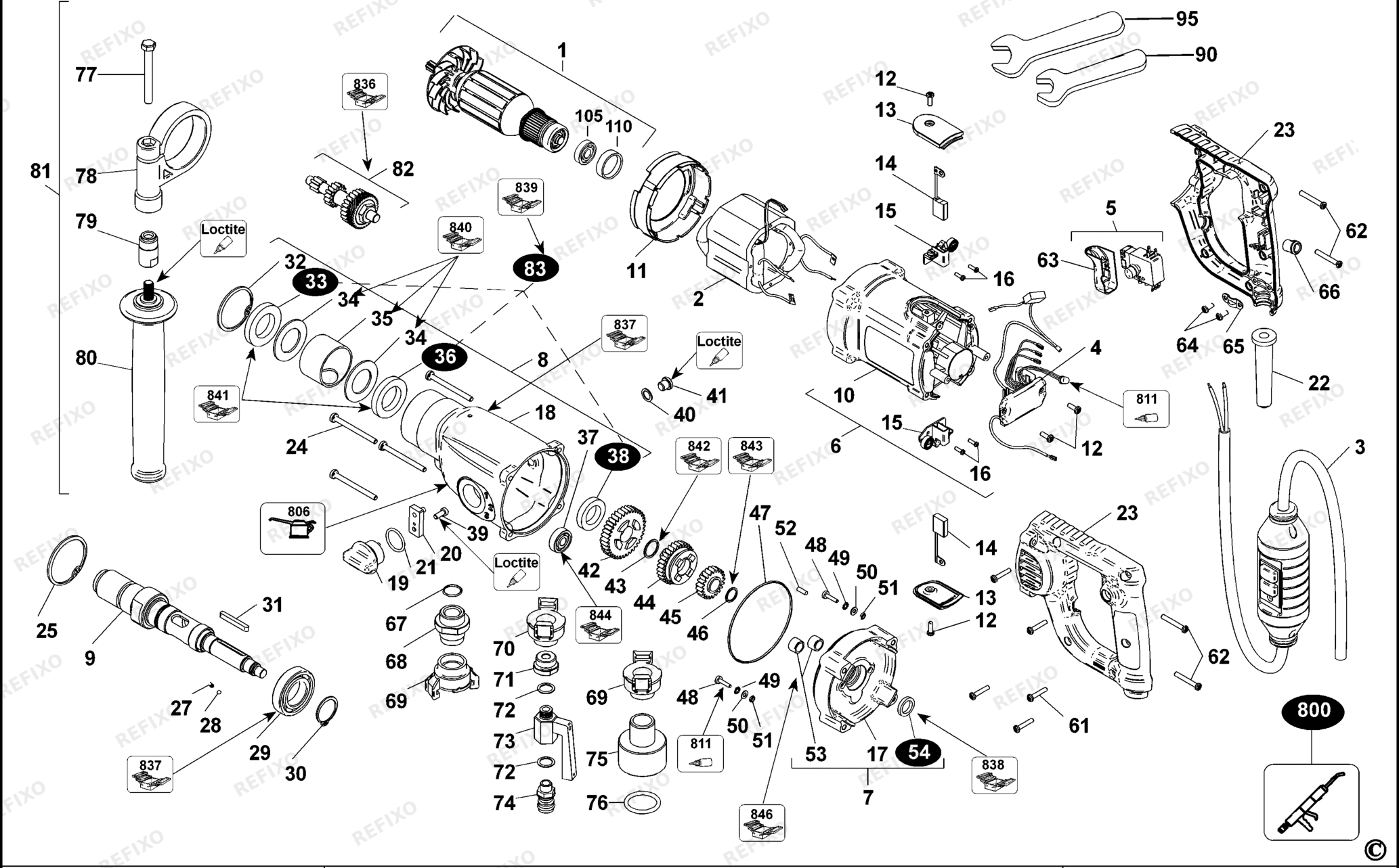 Деталировка DeWalt D21583K-LX TYPE 1 DIAMANT-BOHRER D21583K-LX D21583K — схема запчастей в разборе