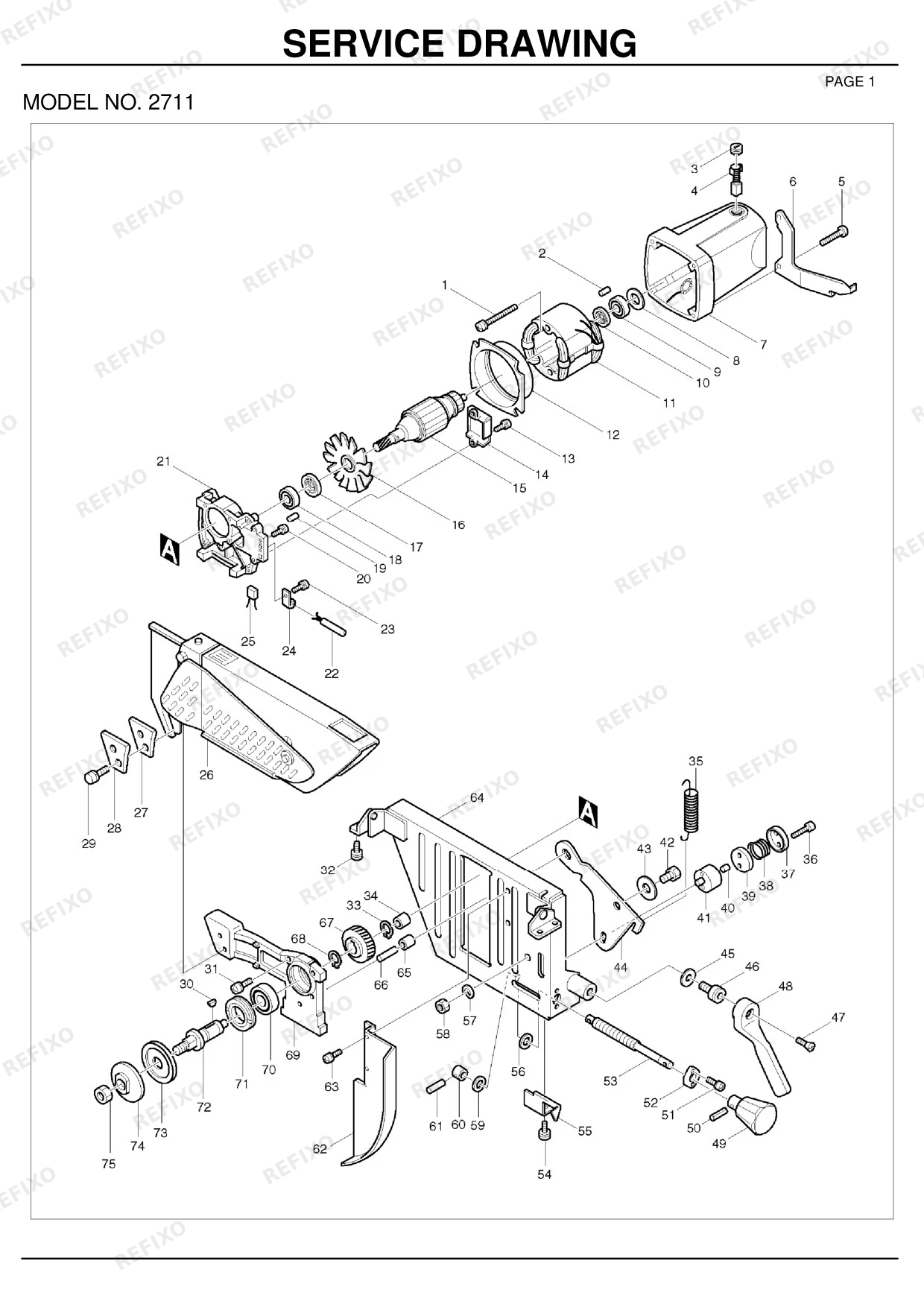 Деталировка MAKITA 2711 — схема запчастей в разборе
