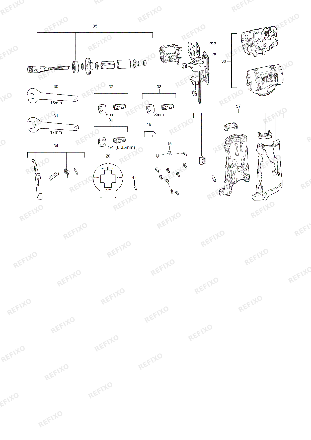 Деталировка MILWAUKEE M12FDGA 0 4933471438 4000474552 — схема запчастей в разборе