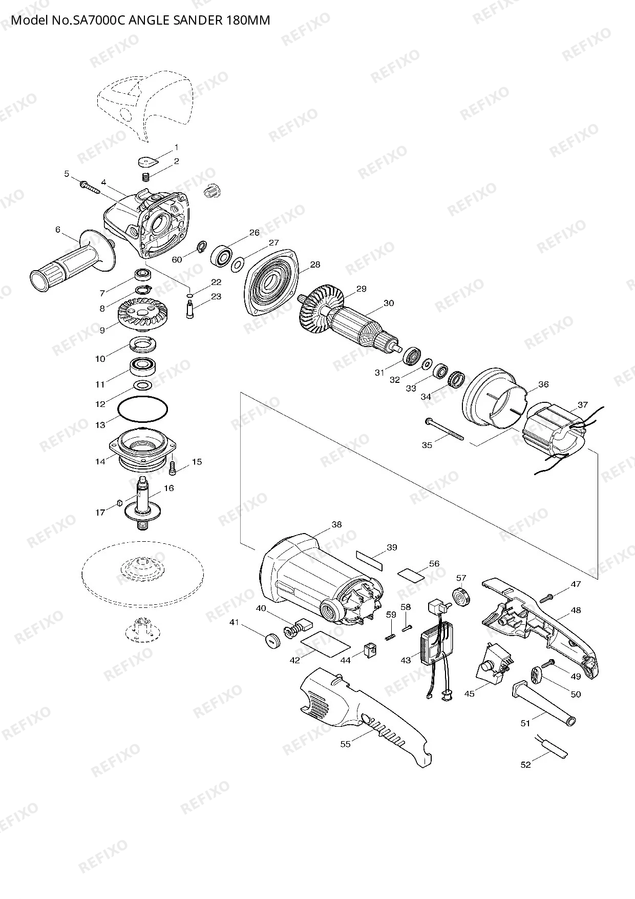 Деталировка MAKITA SA7000C — схема запчастей в разборе