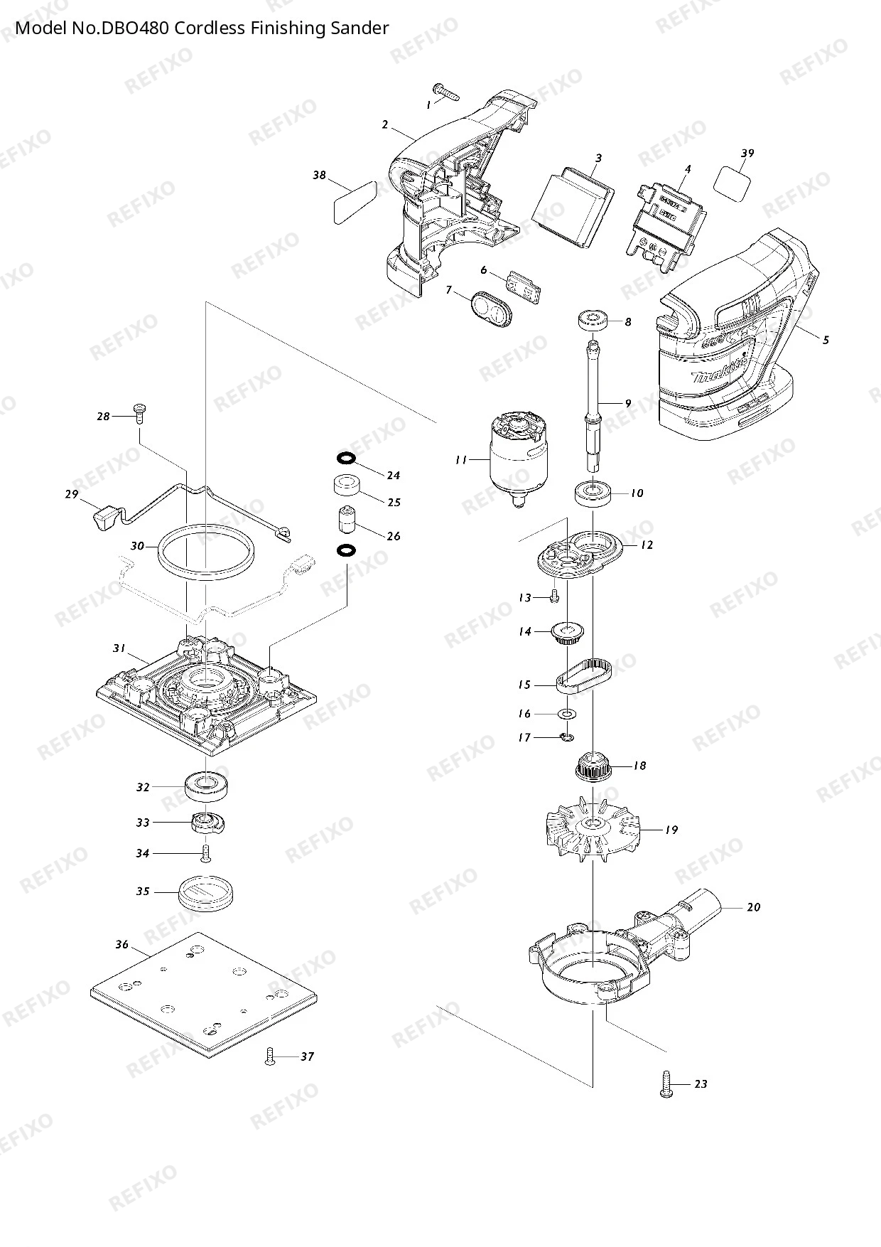 Деталировка MAKITA DBO480 — схема запчастей в разборе