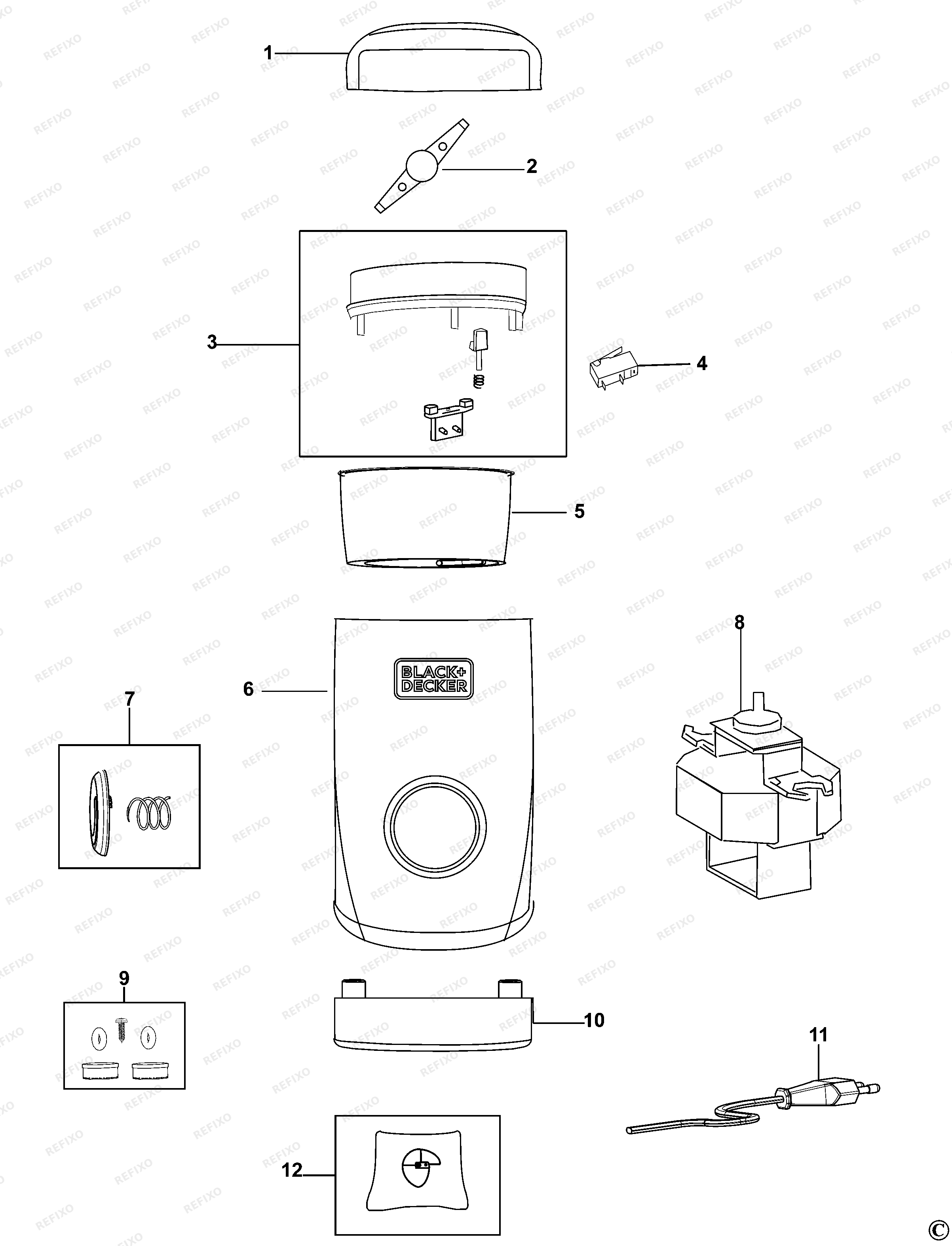 Black&Decker КОФЕВАРКА BXCG150E — схема запчастей