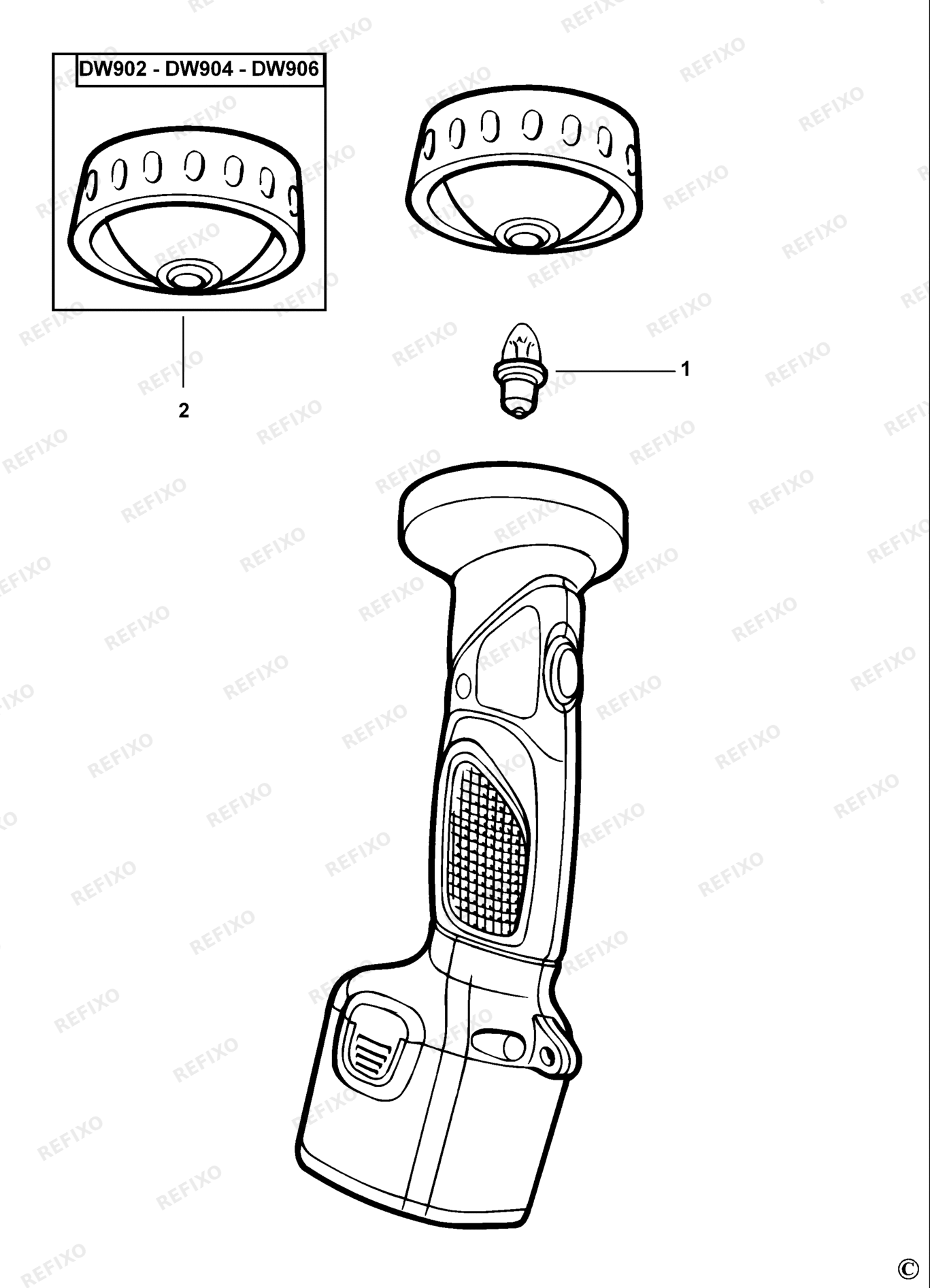 Деталировка DeWalt DW908-QW TYPE 1 TORCH DW908-QW DW908 — схема запчастей в разборе