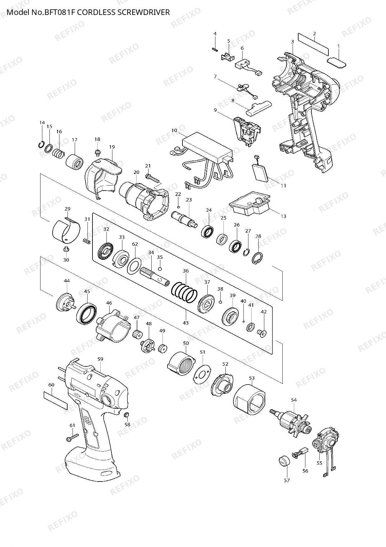 Деталировка MAKITA BFT081F — схема запчастей в разборе