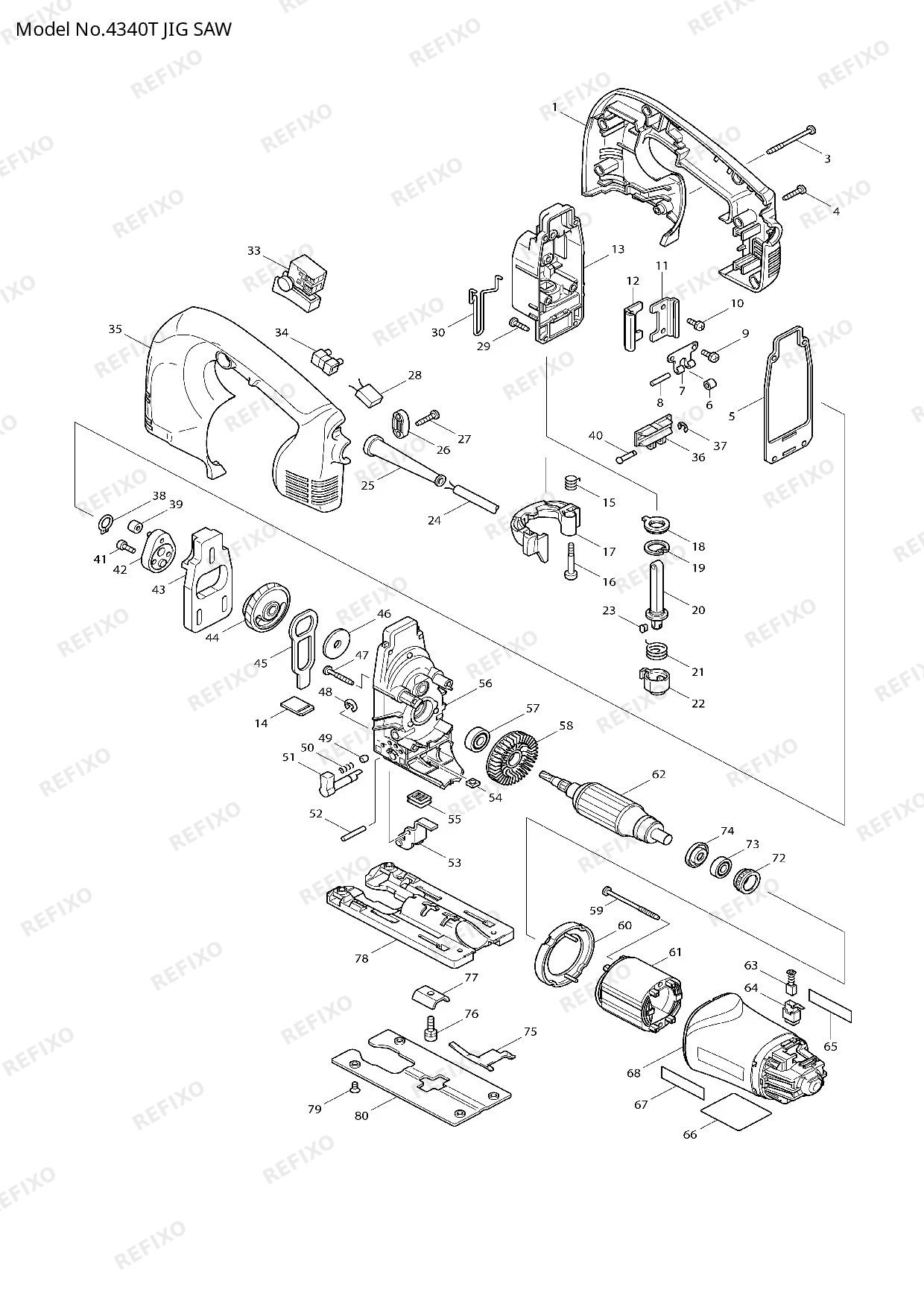 Деталировка MAKITA 4340T — схема запчастей в разборе