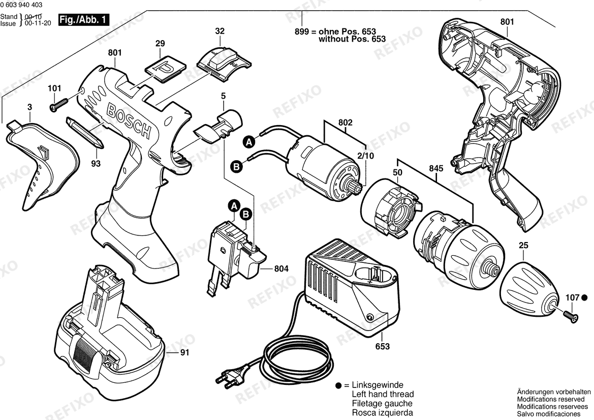 Деталировка Bosch Аккумуляторный - шуруповёрт PSR 14,4 VE-2 | 14.4 V | 023 - AFR (0 603 940 430) — схема запчастей в разборе