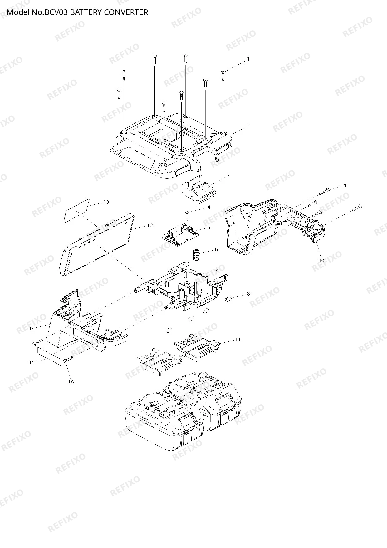 Деталировка MAKITA BCV03 — схема запчастей в разборе