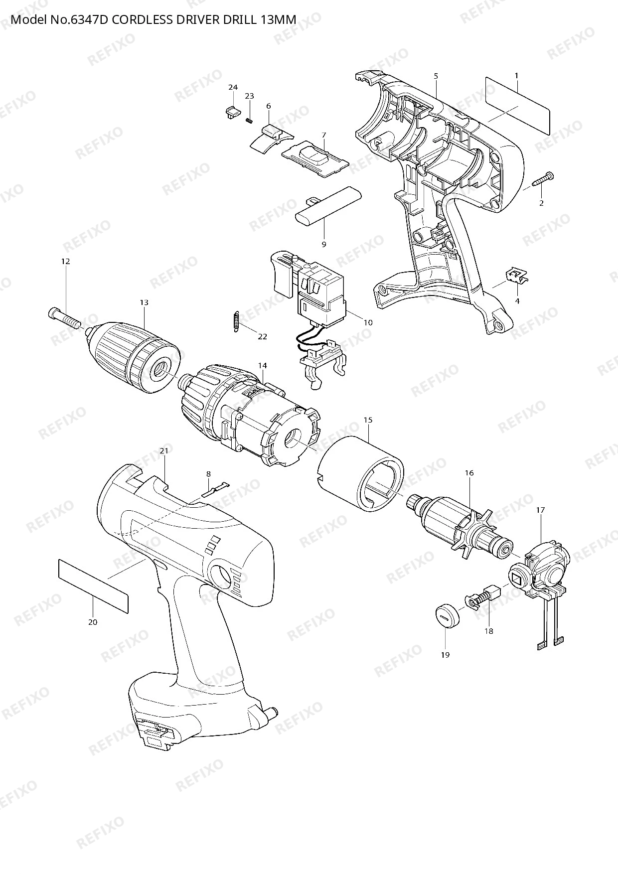 Деталировка MAKITA 6347D — схема запчастей в разборе