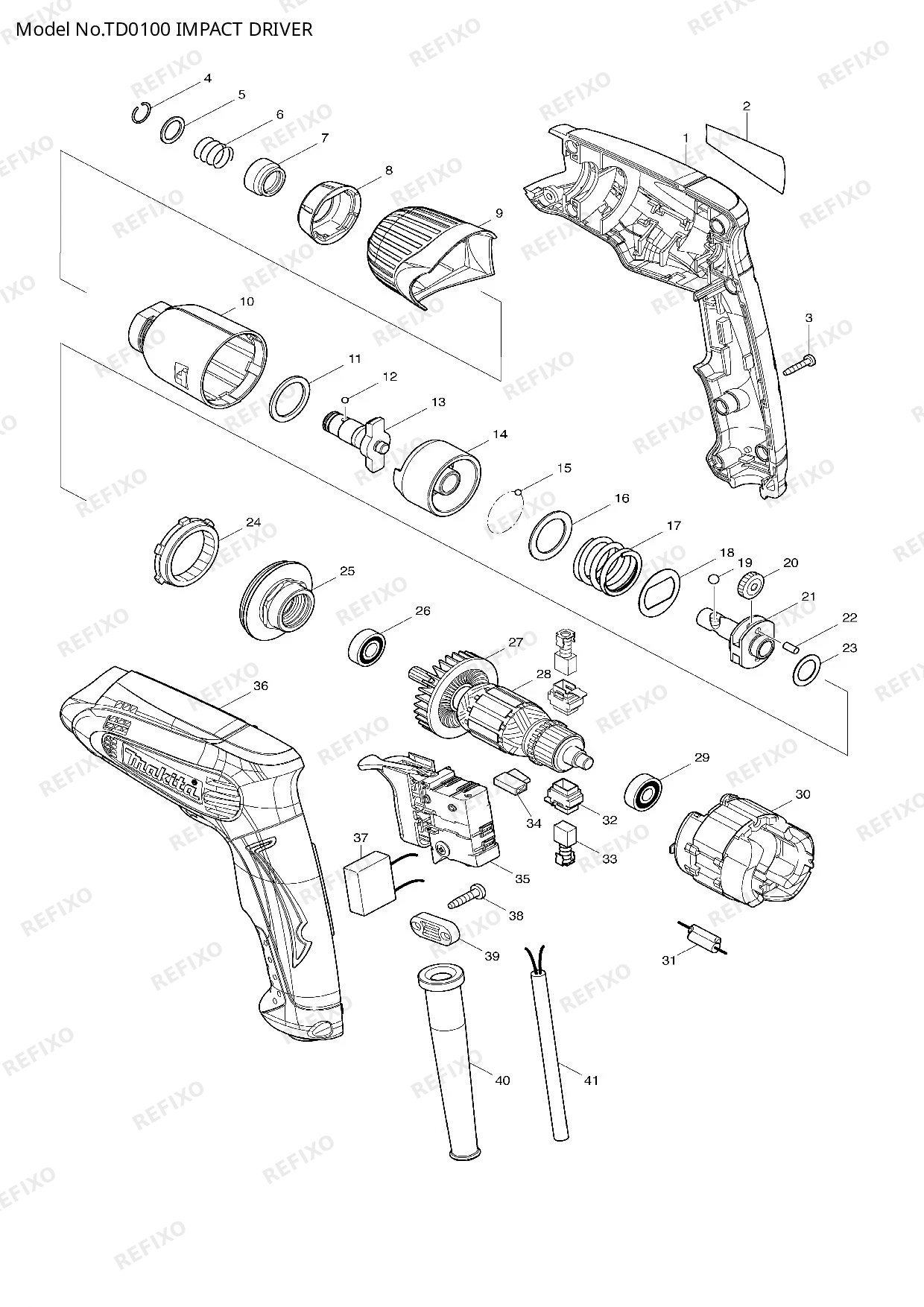 Деталировка MAKITA TD0100 — схема запчастей в разборе