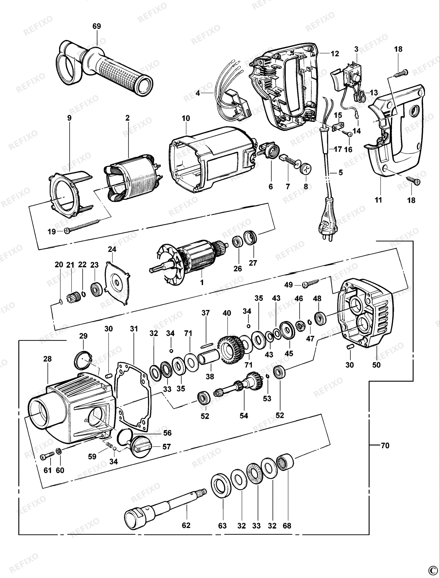 Деталировка DeWalt DS150-XJ TYPE 1 STAURAUMSYSTEM DS150-XJ DS150 — схема запчастей в разборе