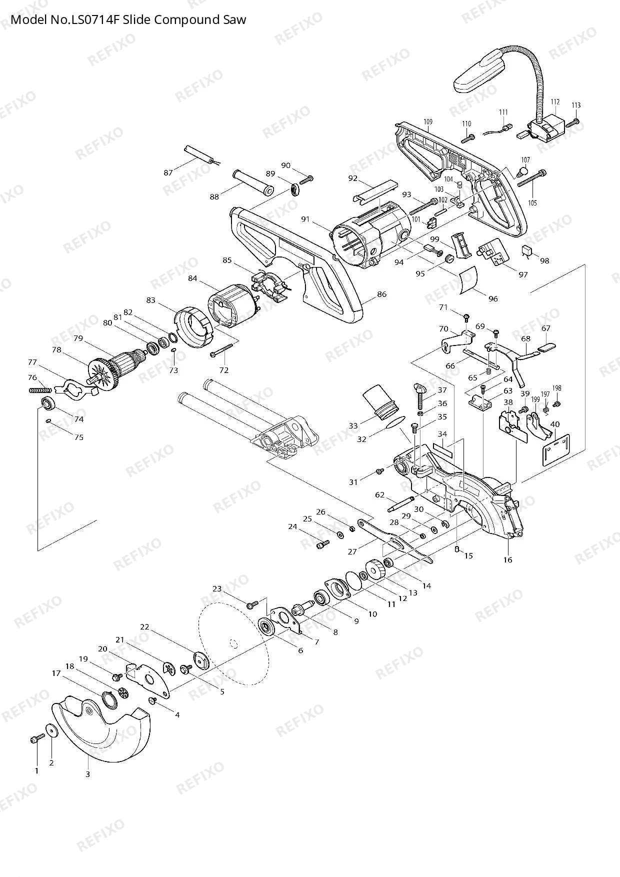 Деталировка MAKITA LS0714F — схема запчастей в разборе
