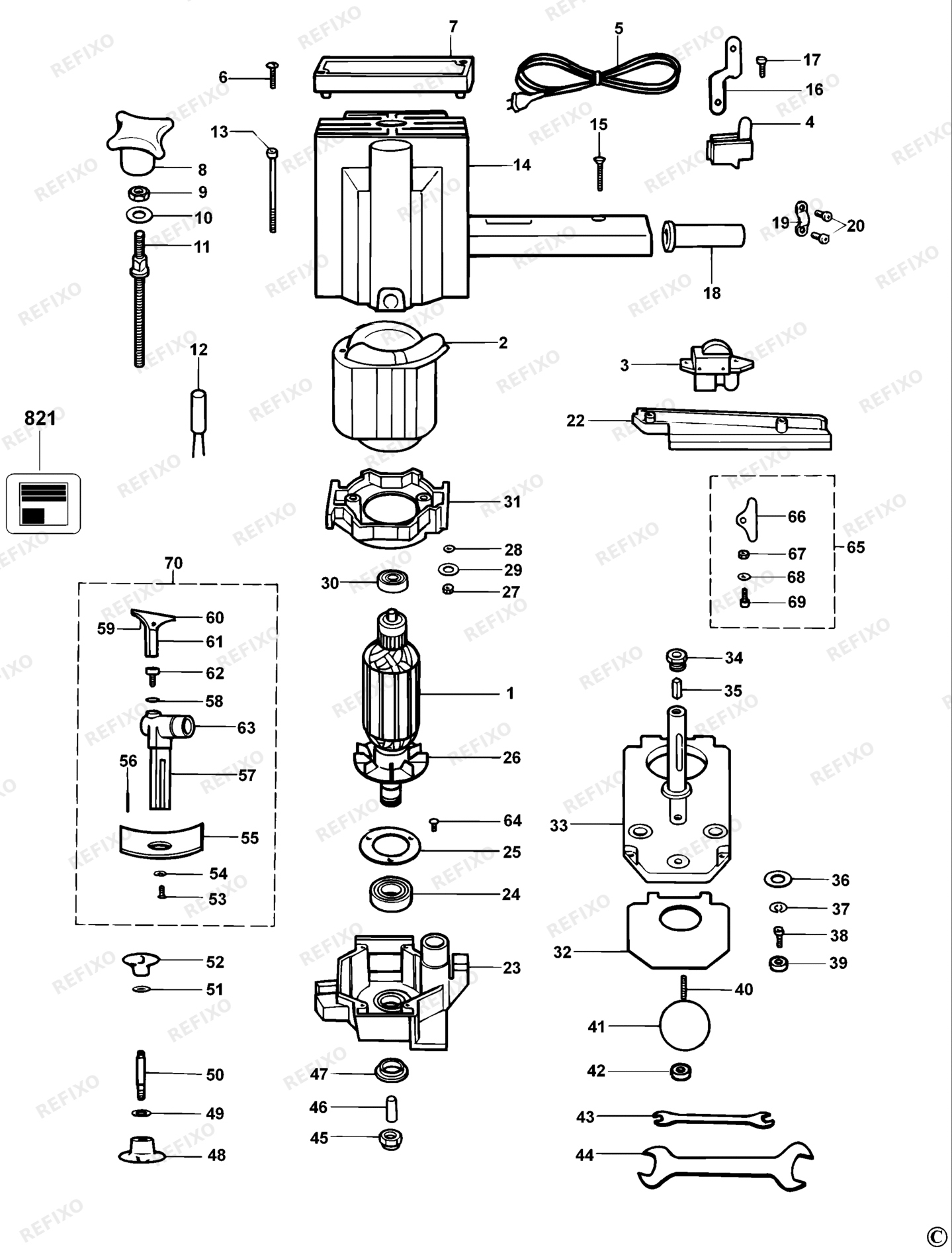 Деталировка DeWalt DW609-QS TYPE 1 LAMELLENTRIMMER DW609-QS DW609 — схема запчастей в разборе