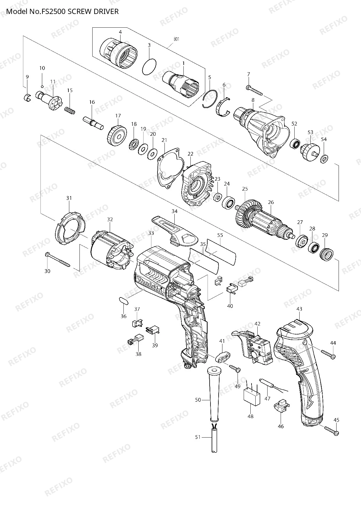 Деталировка MAKITA FS2500 — схема запчастей в разборе