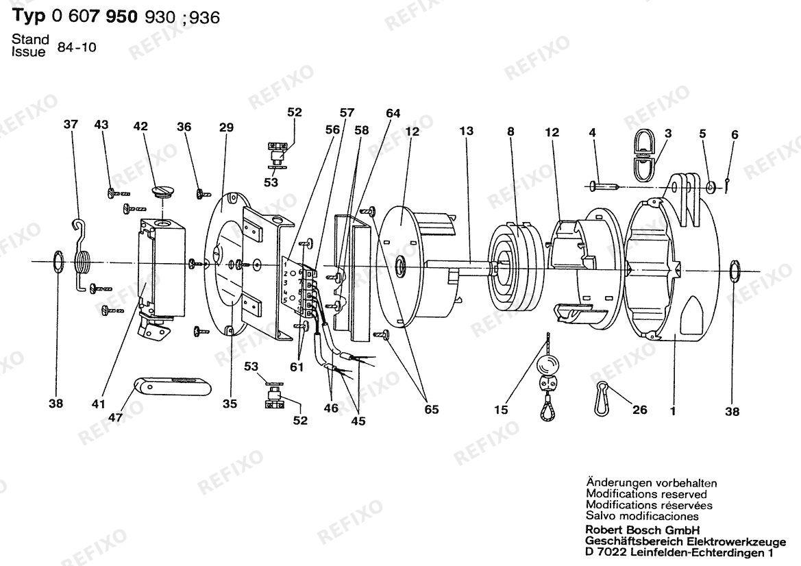 Деталировка Bosch Federzug DL (0 607 950 936) — схема запчастей в разборе