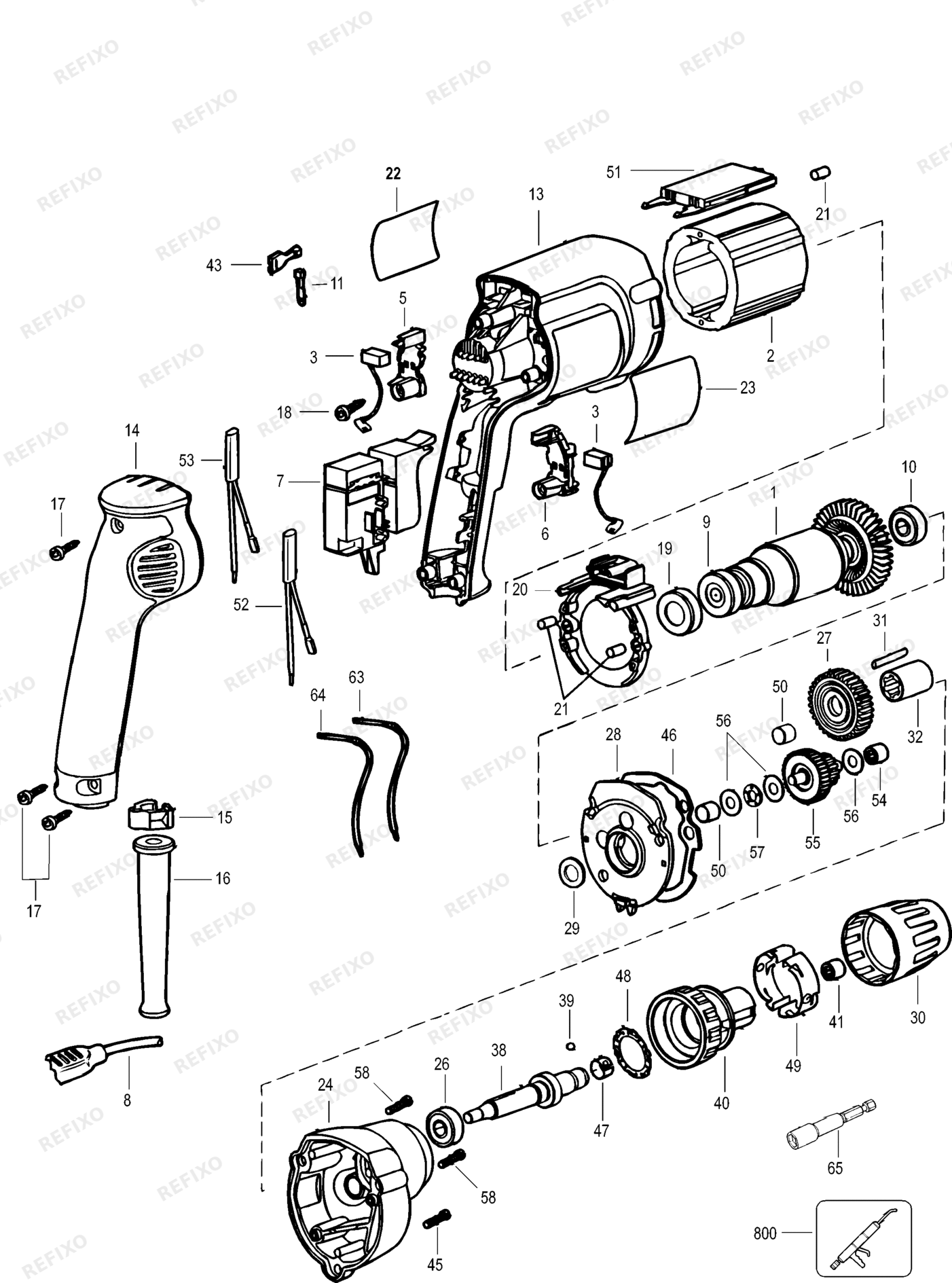 Деталировка DeWalt DW253-LX TYPE 1 SCHRAUBENDREHER DW253-LX DW253 — схема запчастей в разборе