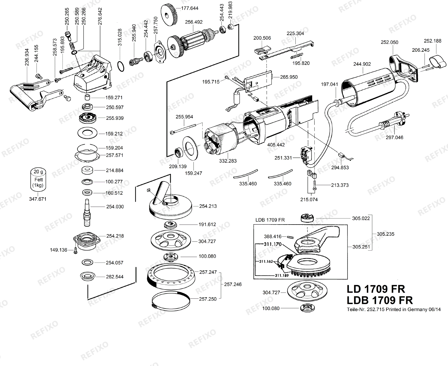 Деталировка Flex LD 1709 FR 230CEE ab 01.06.2014 LD1709FR — схема запчастей в разборе