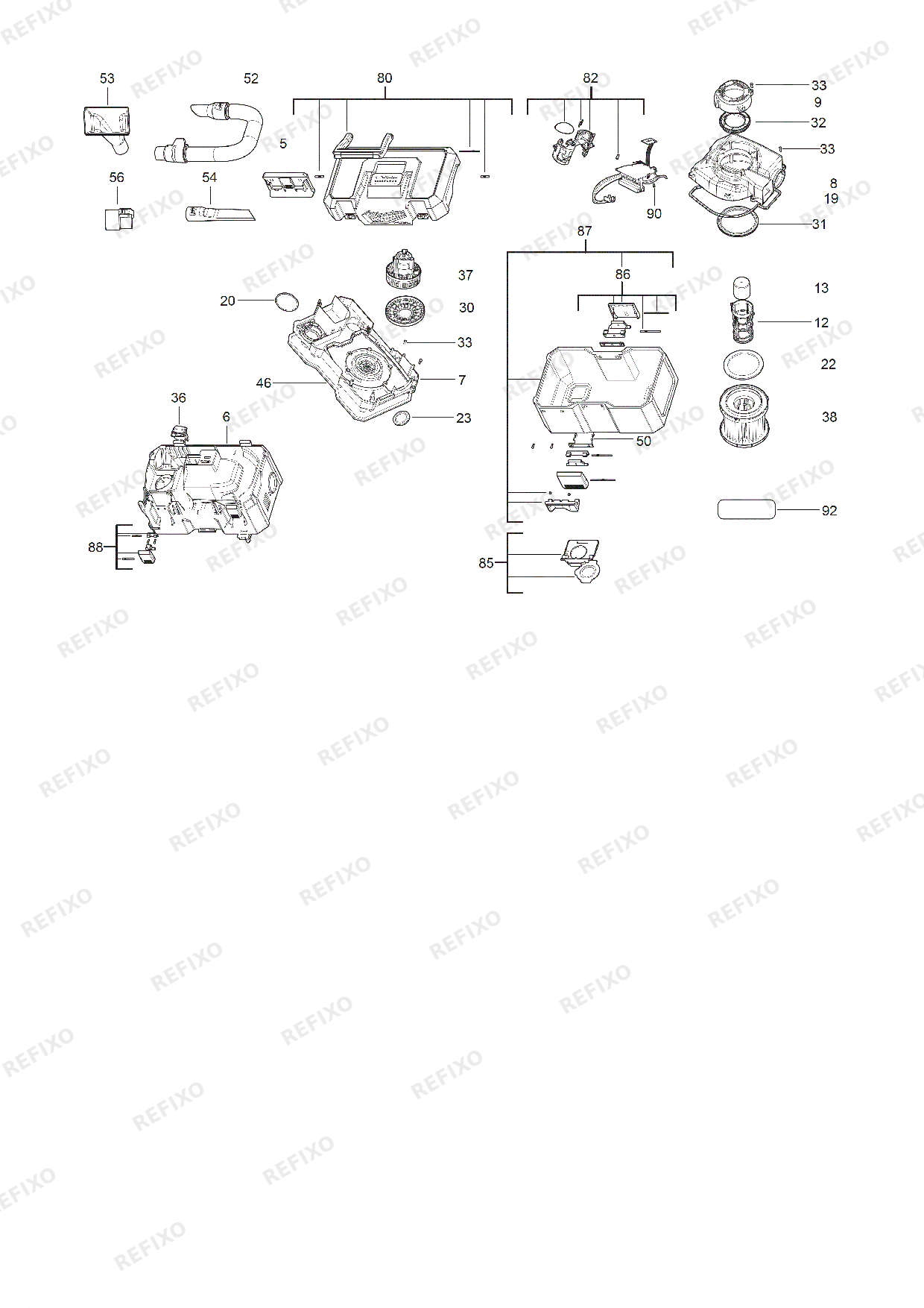 Деталировка MILWAUKEE M12FVCL 0 4933478186 4000477648 — схема запчастей в разборе