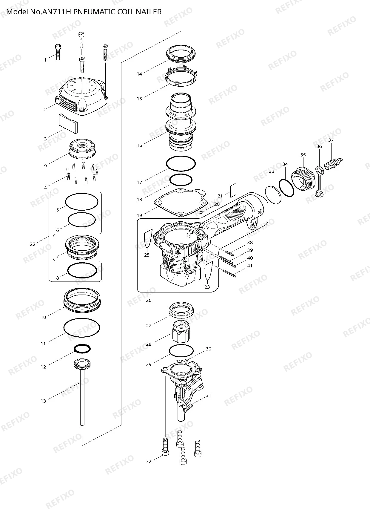 Деталировка MAKITA AN711H — схема запчастей в разборе