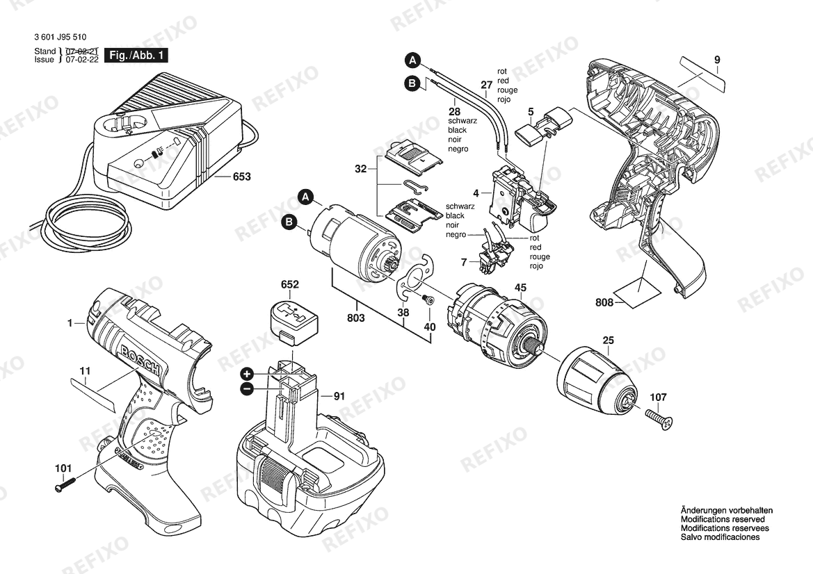 Деталировка Bosch Аккумуляторный шуруповёрт 34612 | 12 V | 061 - US (3 601 J95 510) — схема запчастей в разборе