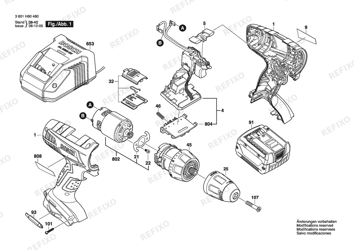 Деталировка Bosch Аккумуляторный шуруповёрт GSR 14.4V-LI bare | 14.4 V | 046 - MX (3 601 H60 4G0) — схема запчастей в разборе
