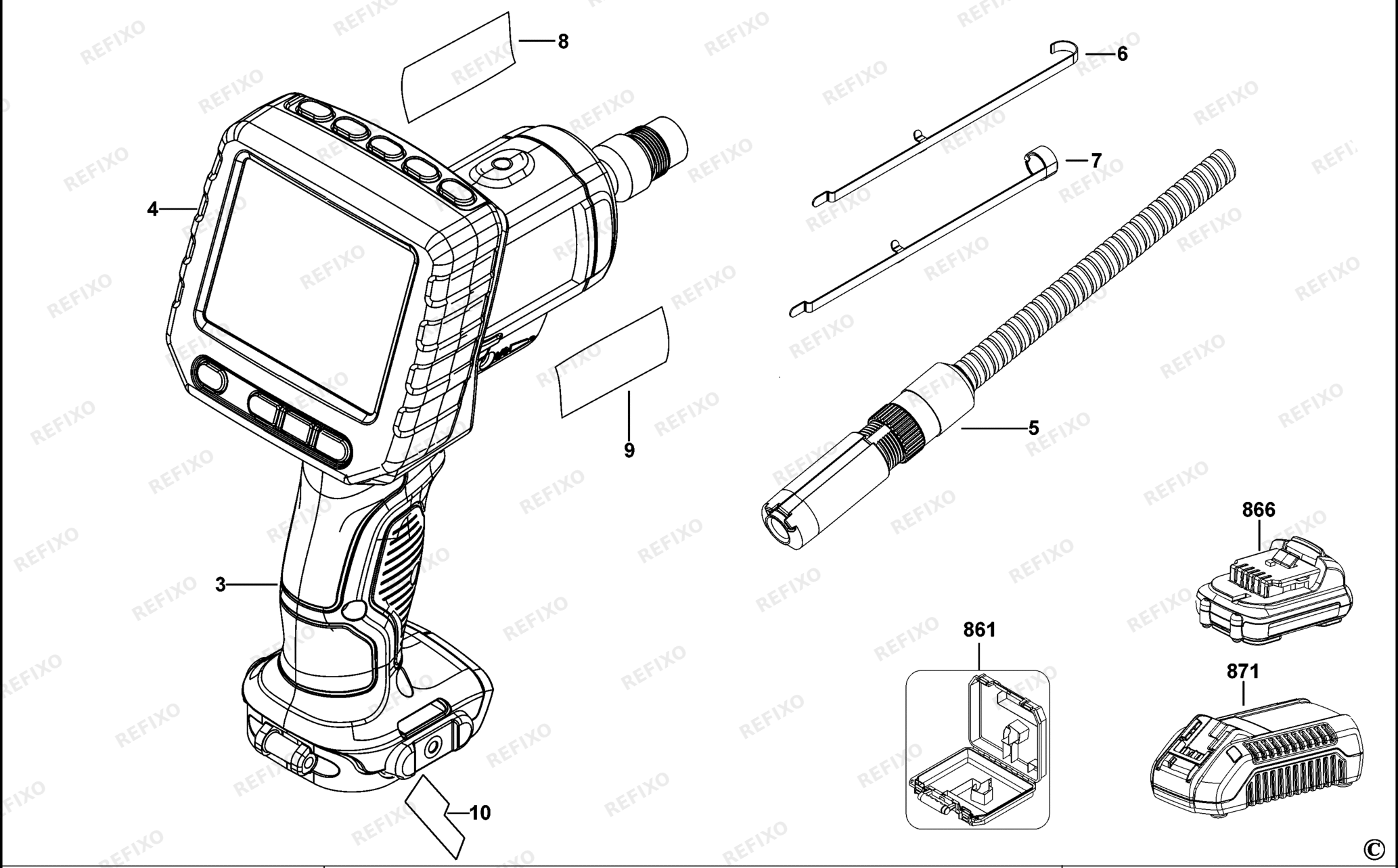 Деталировка DeWalt DCT410-QW TYPE 1 INSPEKTIONSKAMERA DCT410-QW DCT410 — схема запчастей в разборе