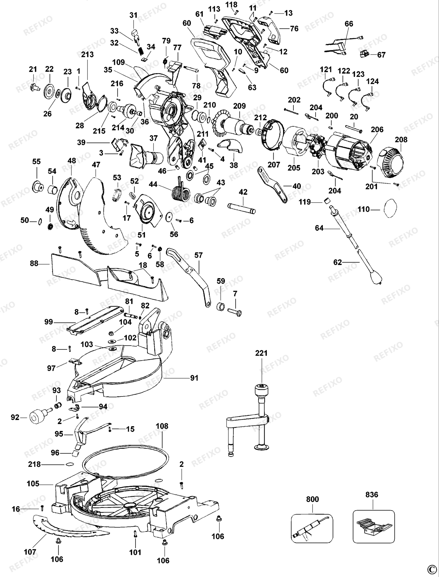 Деталировка DeWalt DW702-QS TYPE 1 GEHRUNGSSÄGE DW702-QS DW702 — схема запчастей в разборе