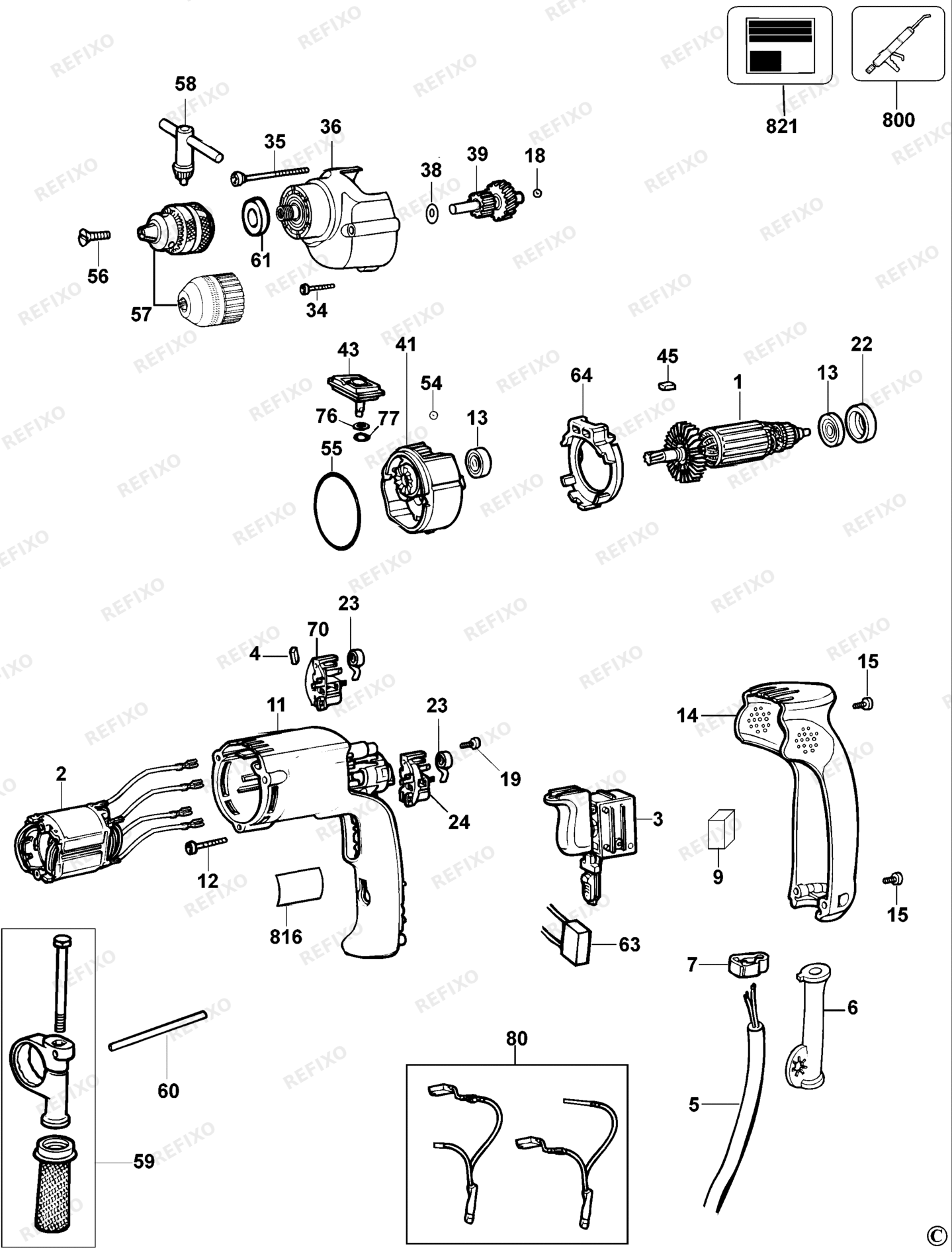 Деталировка DeWalt DW206-LX TYPE 2 BOHRER DW206-LX DW206 — схема запчастей в разборе